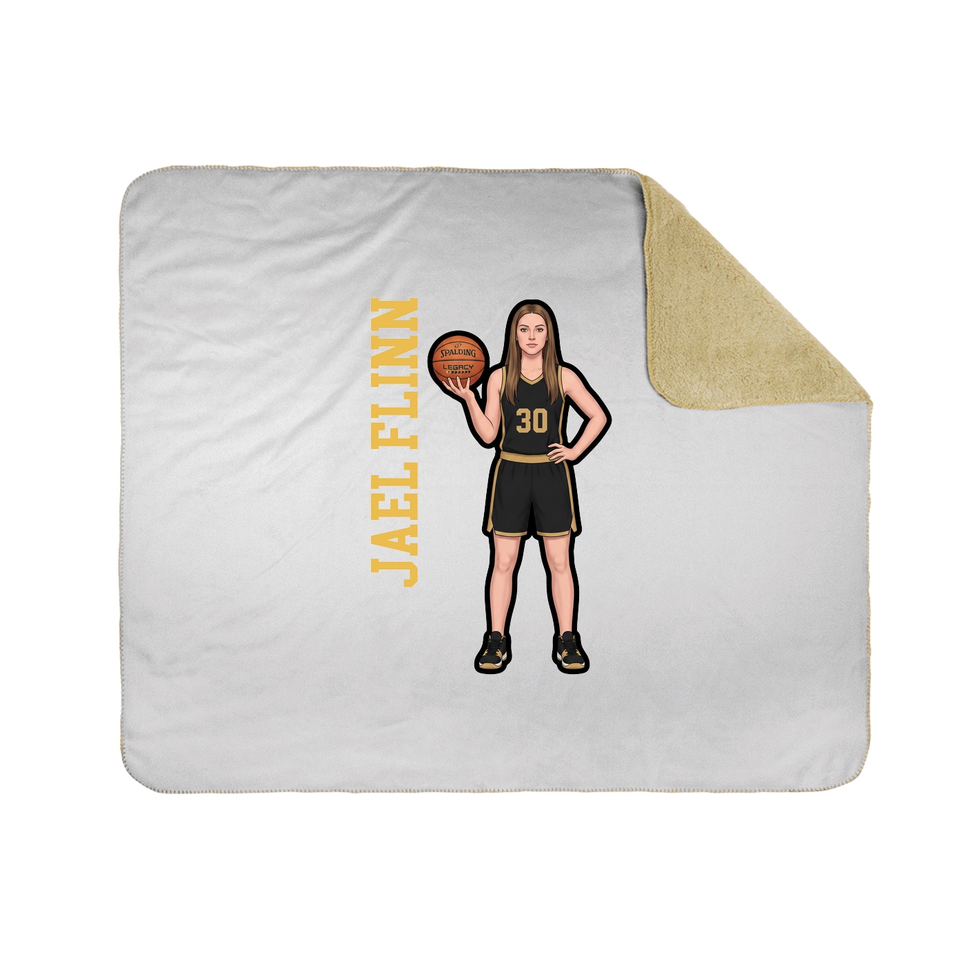 Throw Blanket — Name Vertical in White