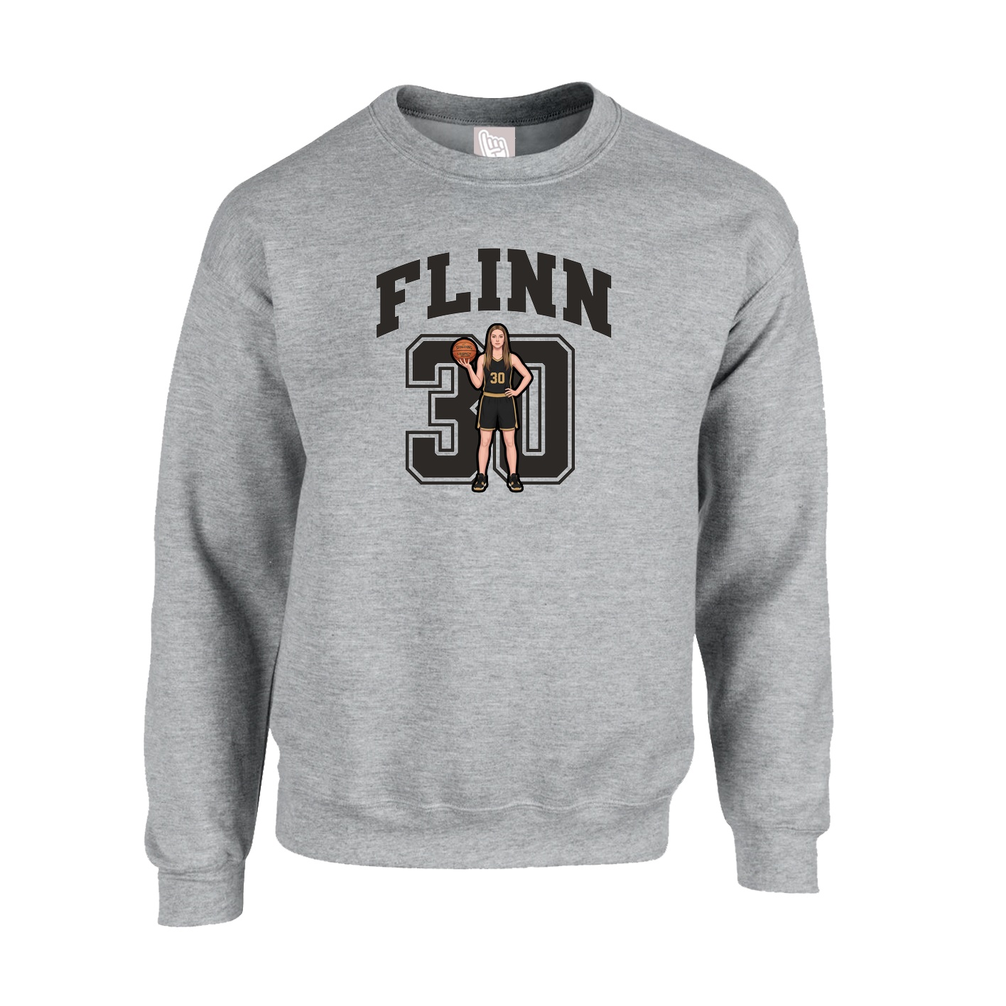 Fleece Crew — Number in Grey