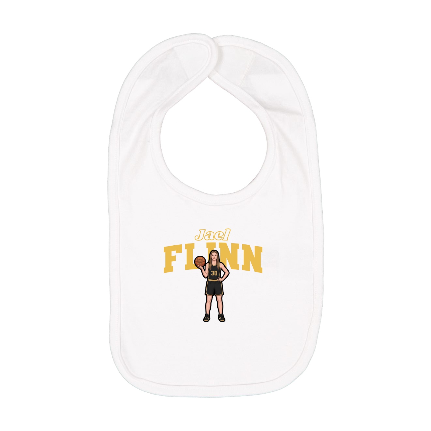 Infant Bib — Name Arch in White