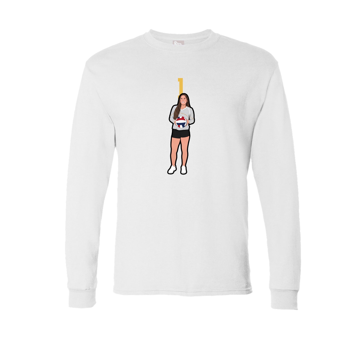 Long Sleeve Tee — Number Top in White