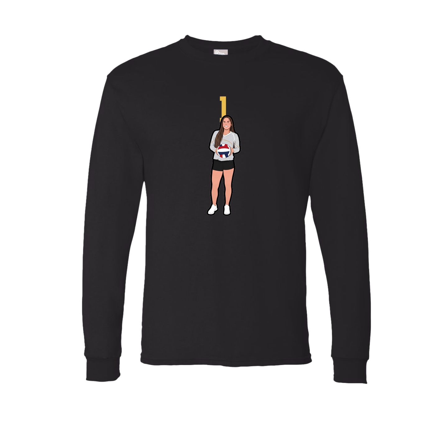 Long Sleeve Tee — Number Top in Black