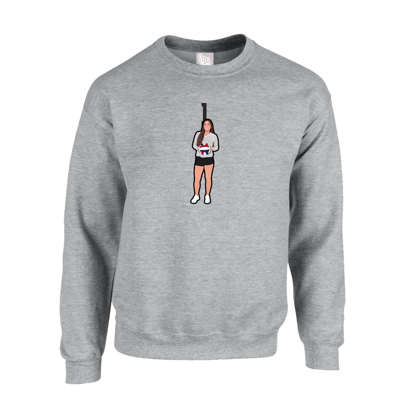 Fleece Crew — Number Top in Grey