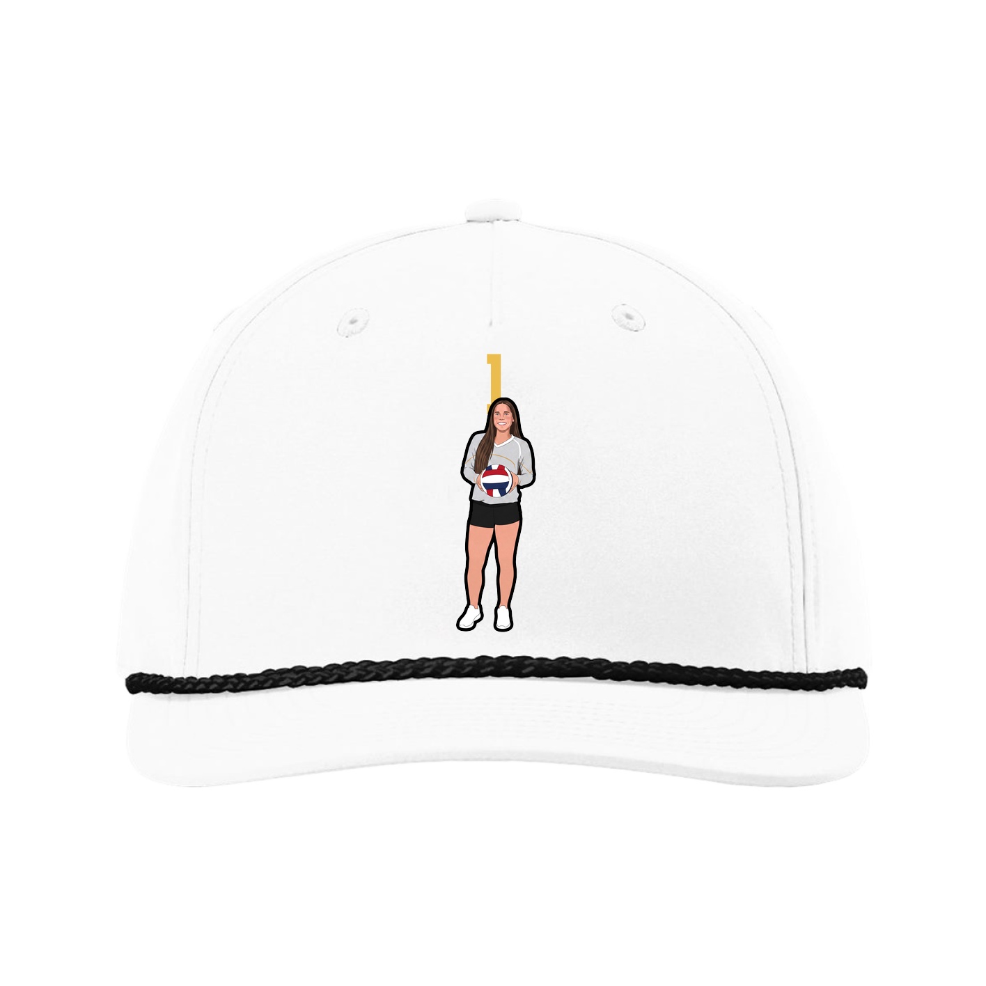 Five-Panel Classic Rope Cap — Number Top in White