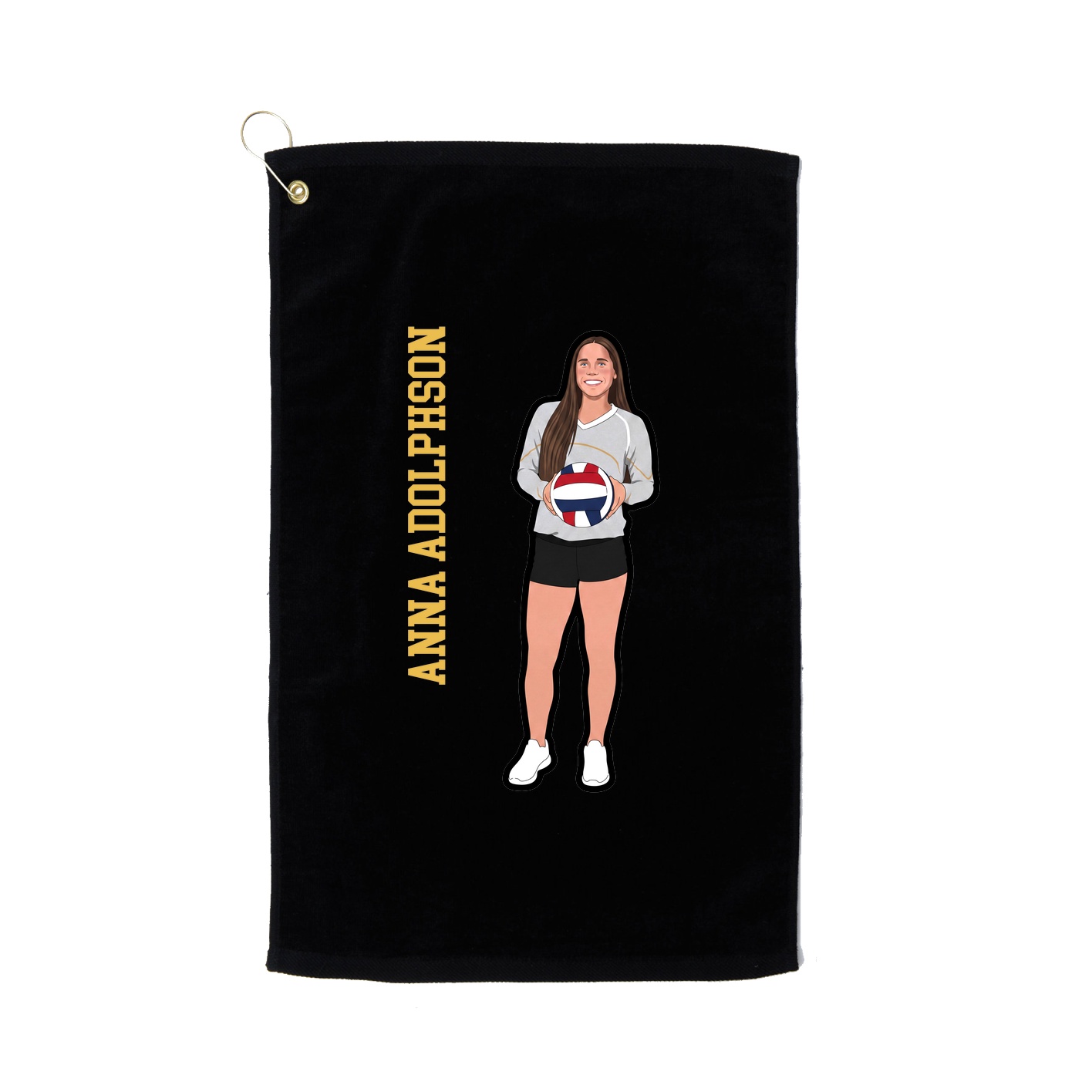 Golf Towel — Name Vertical in Black