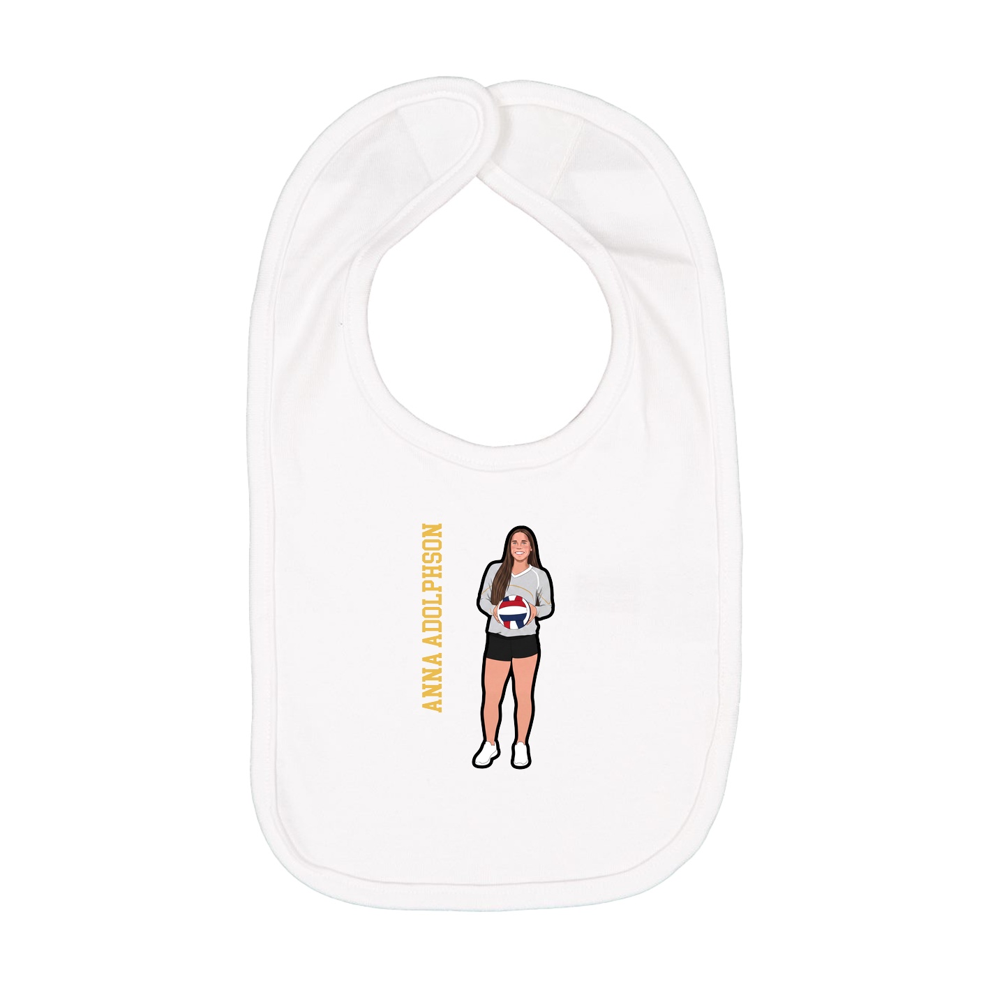 Infant Bib — Name Vertical in White