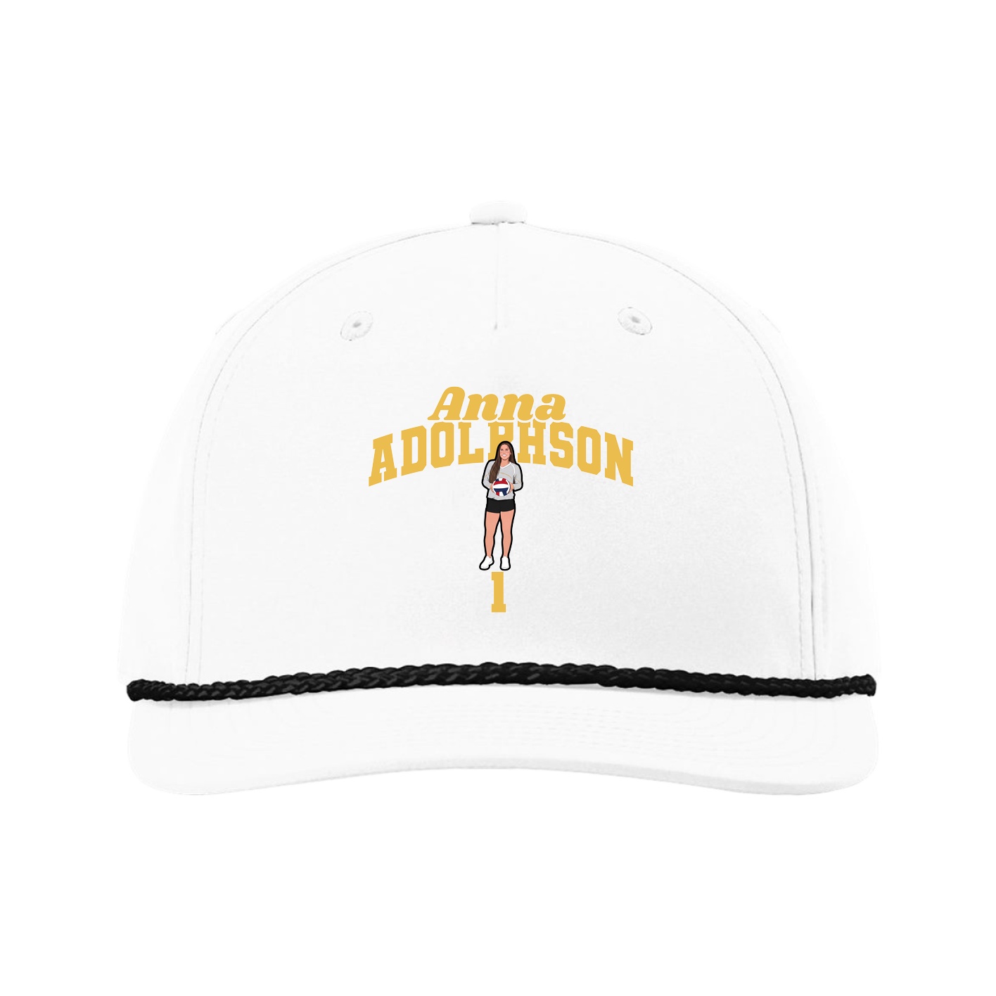 Five-Panel Classic Rope Cap — Signature Arch in White