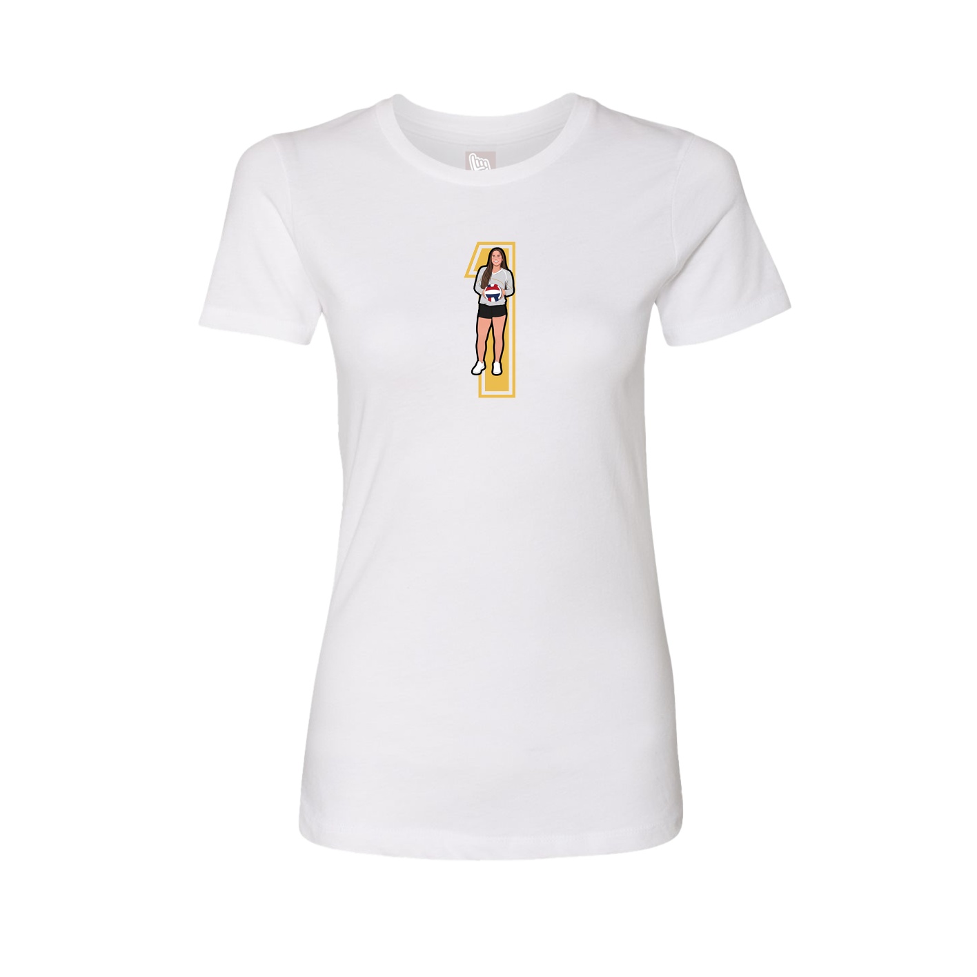 Fitted Women's Tee — Number in White