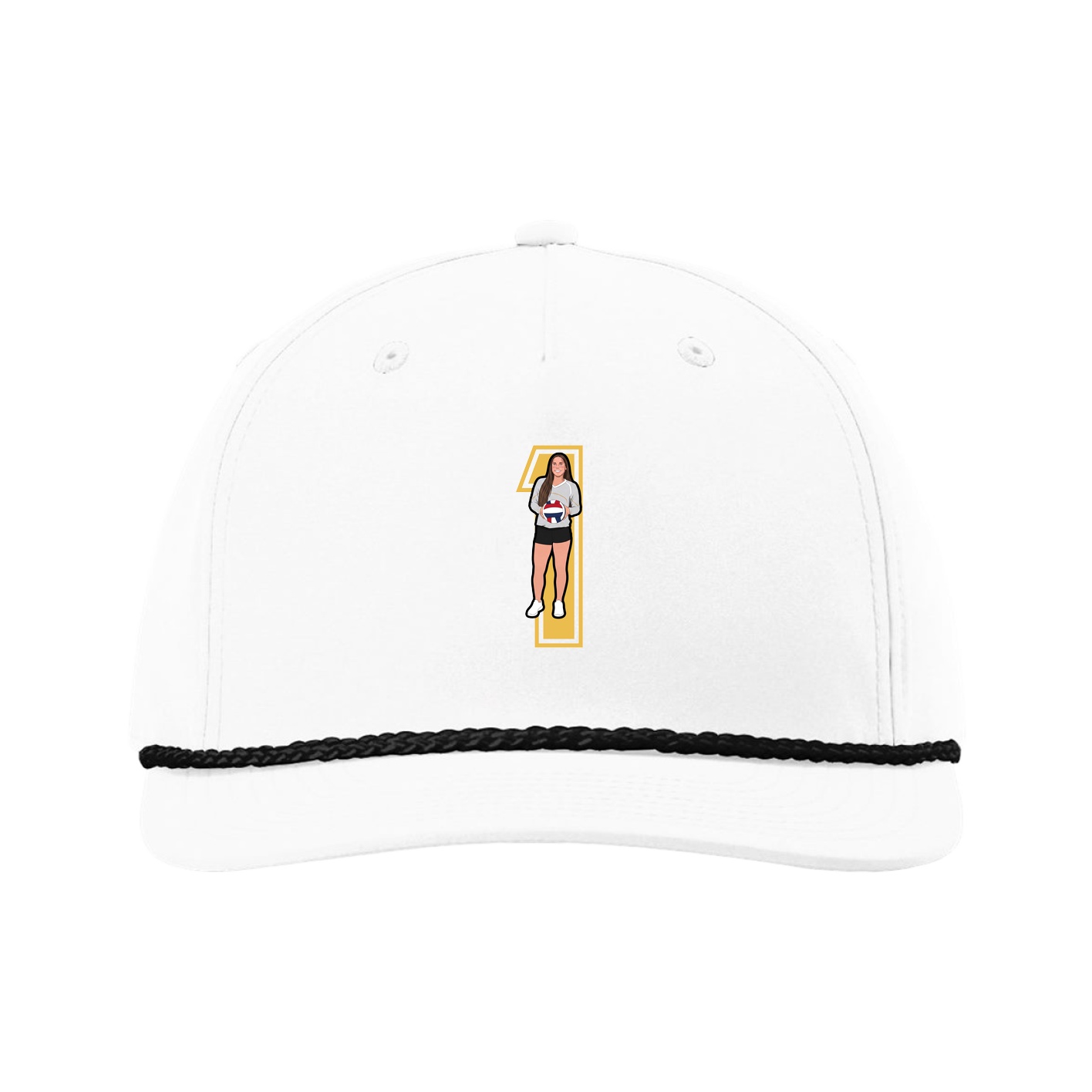 Five-Panel Classic Rope Cap — Number in White