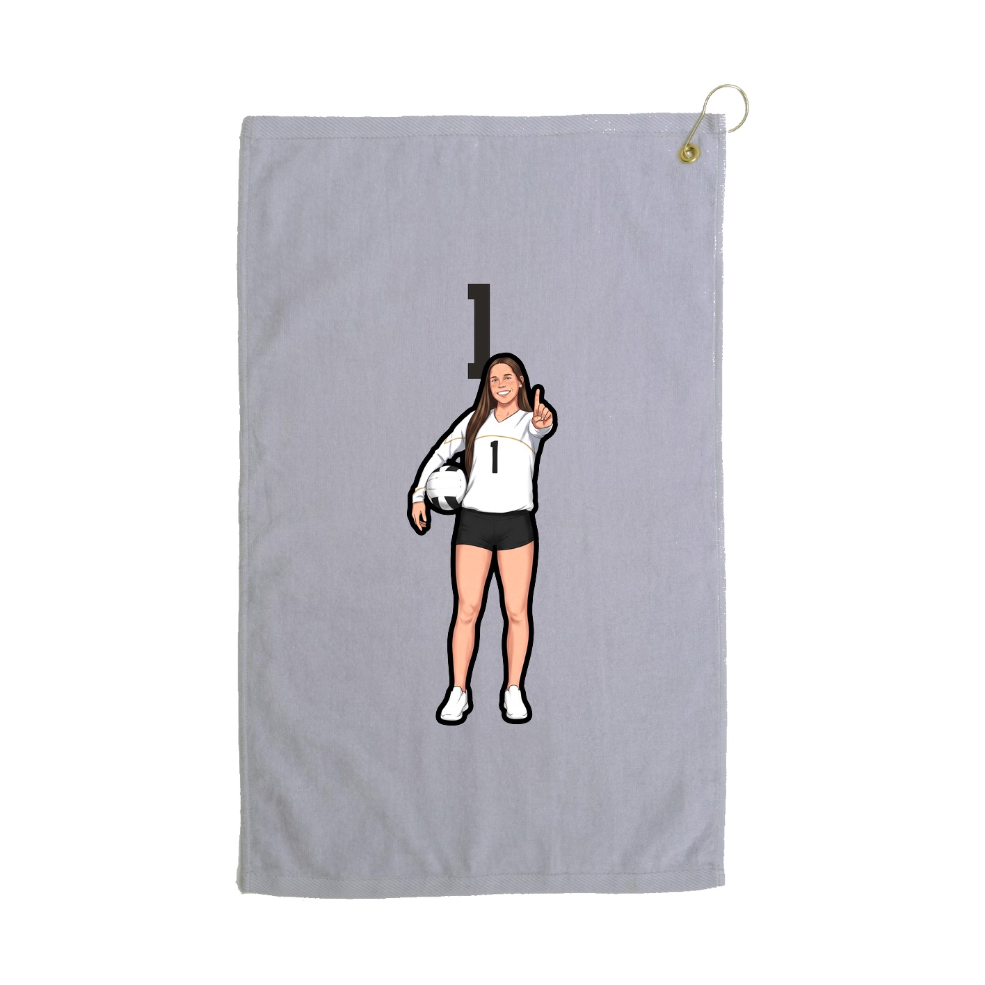 Golf Towel — Number Top in Grey