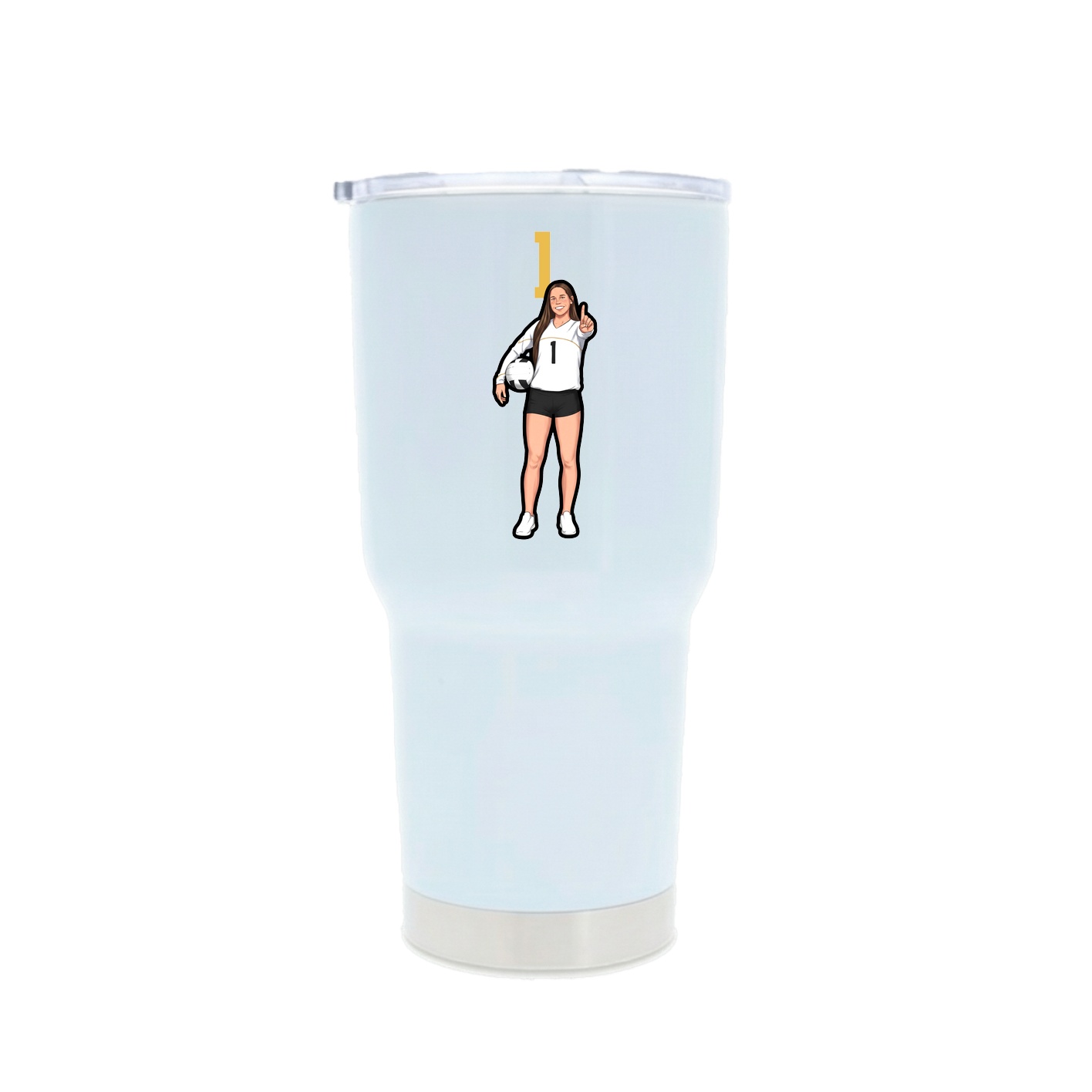 30oz Stainless Steel Tumbler — Number Top in White