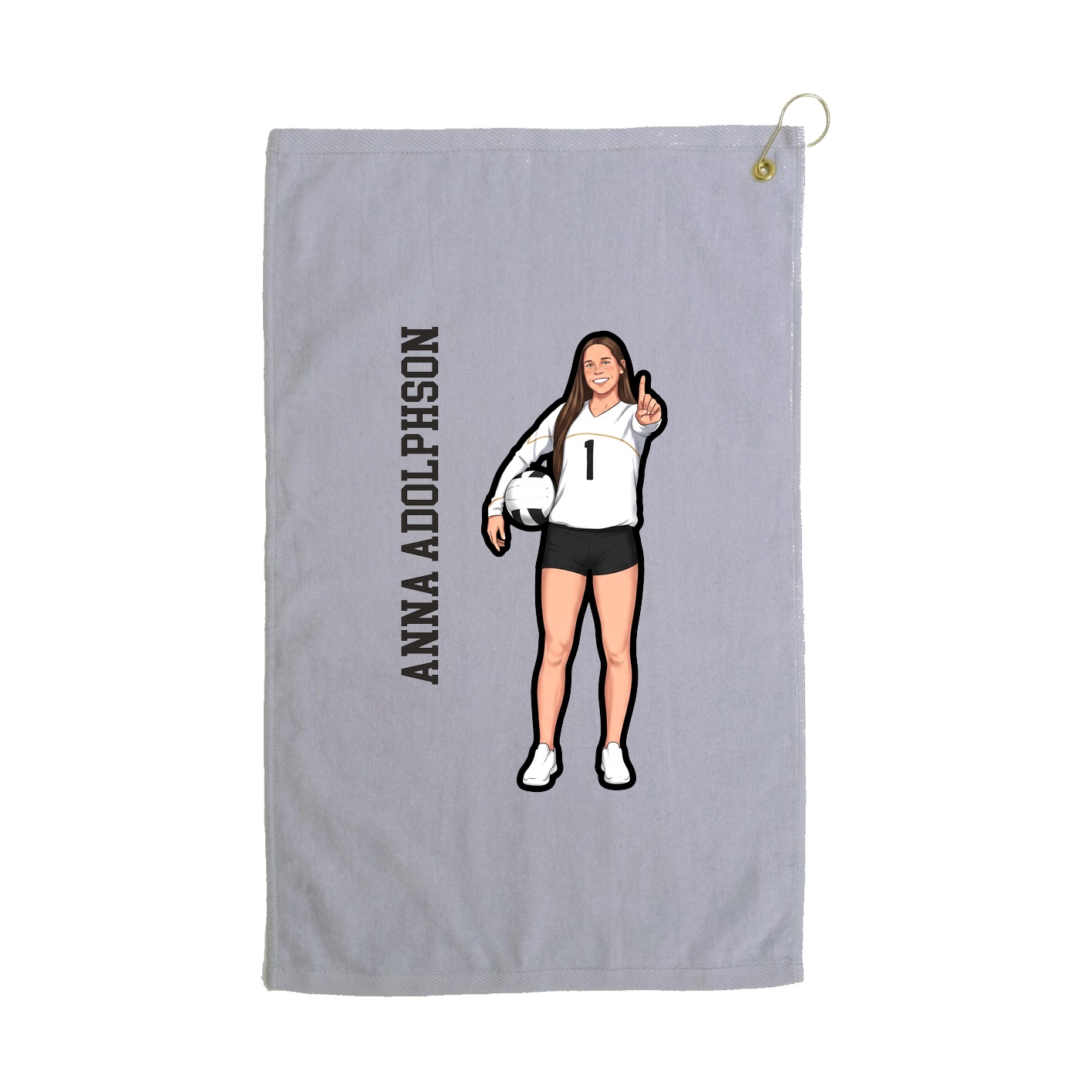Golf Towel — Name Vertical in Grey