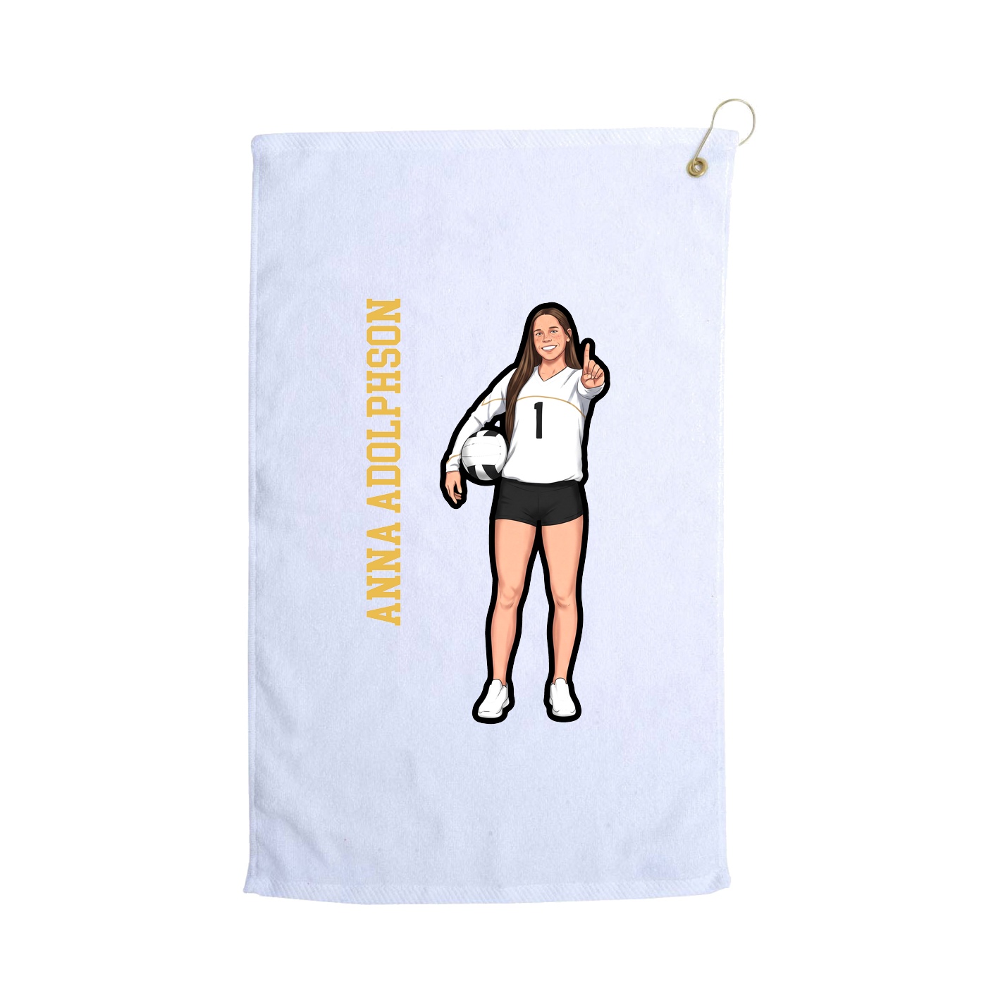 Golf Towel — Name Vertical in White
