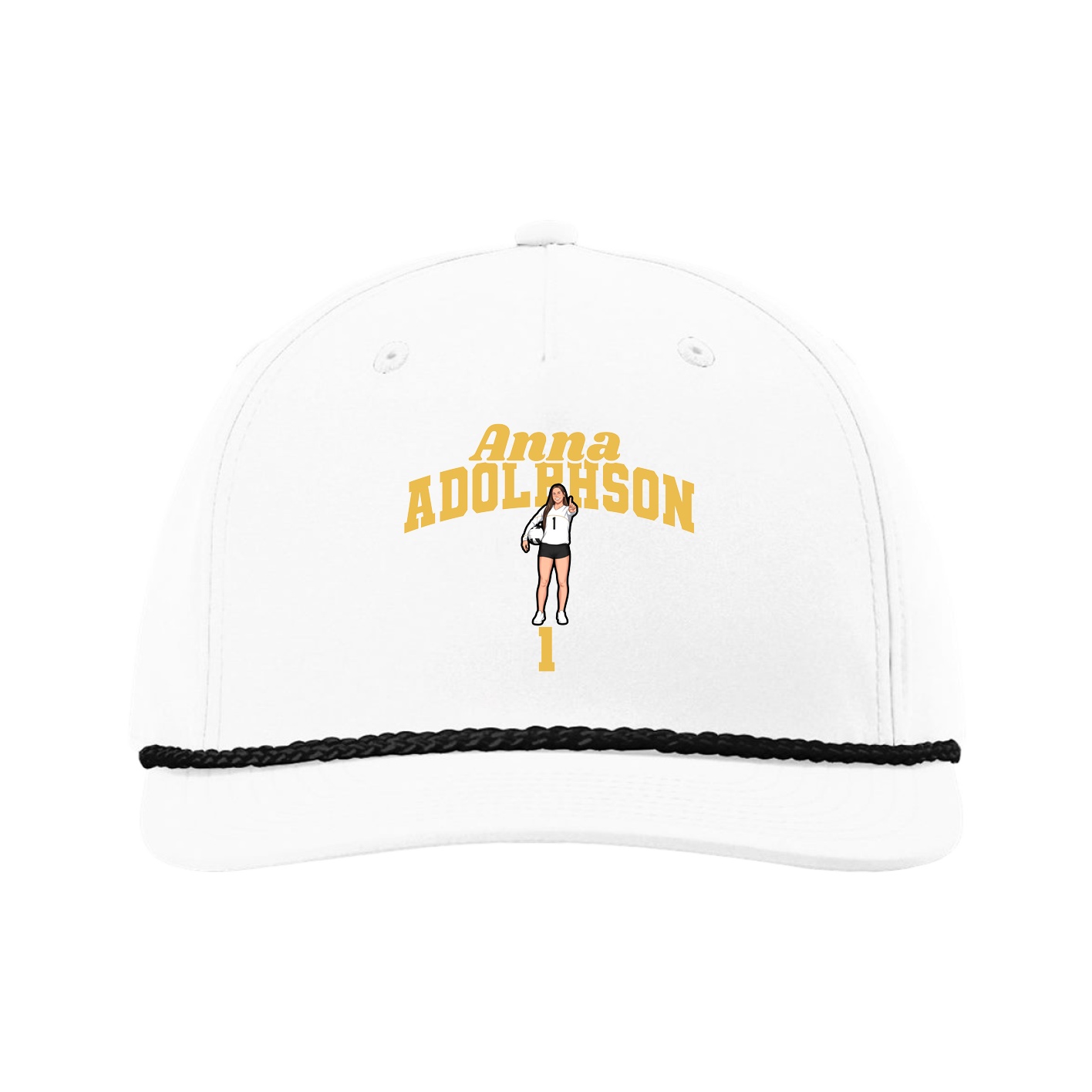 Five-Panel Classic Rope Cap — Signature Arch in White