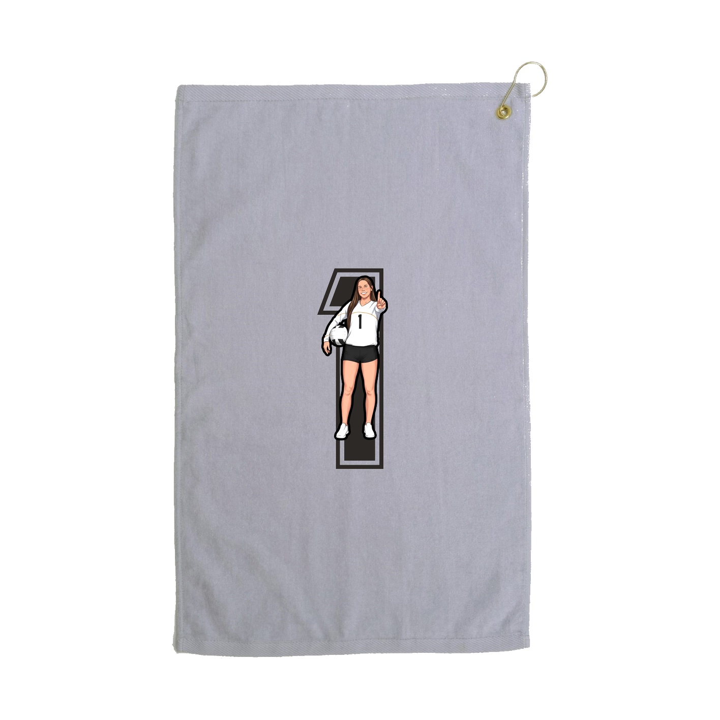 Golf Towel — Number in Grey