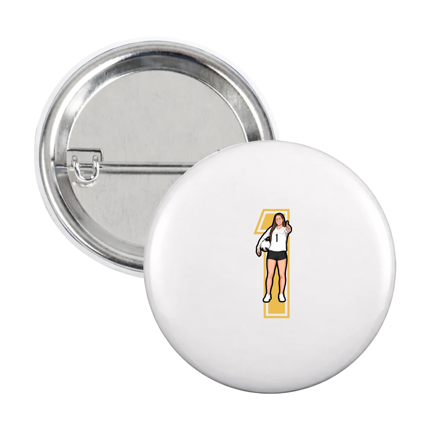 Game Day Button — Number in White