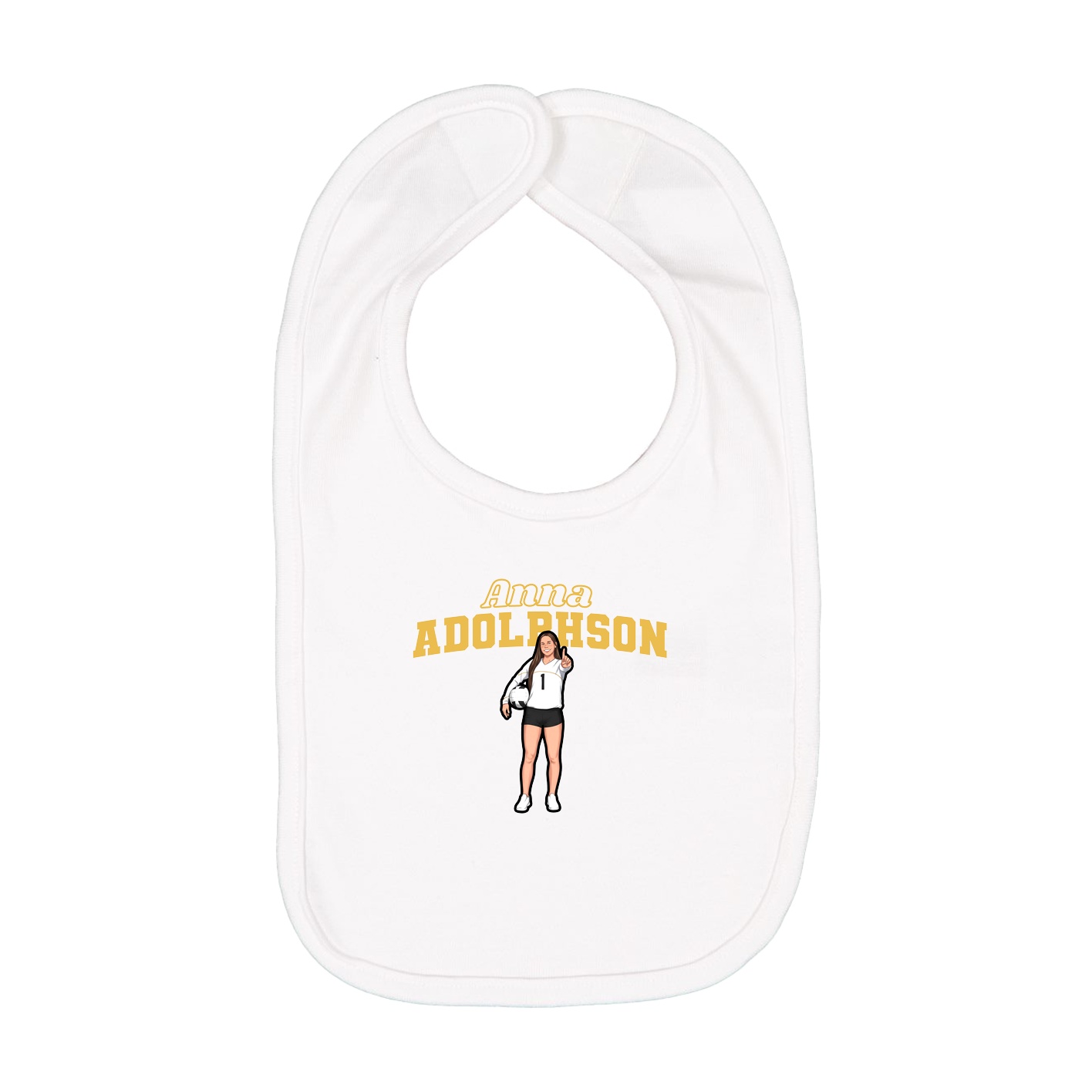 Infant Bib — Name Arch in White