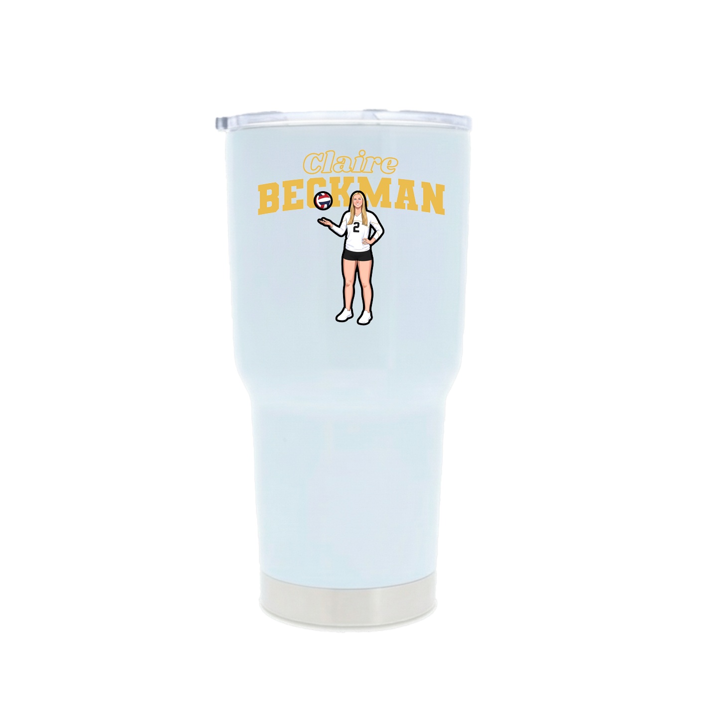 30oz Stainless Steel Tumbler — Name Arch in White