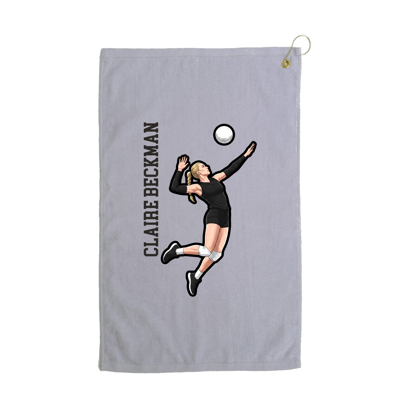 Golf Towel — Name Vertical in Grey