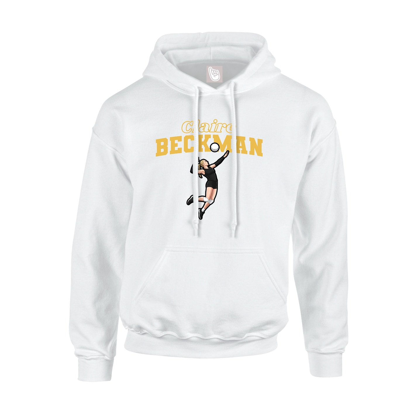 Youth Hoodie — Name Arch in White