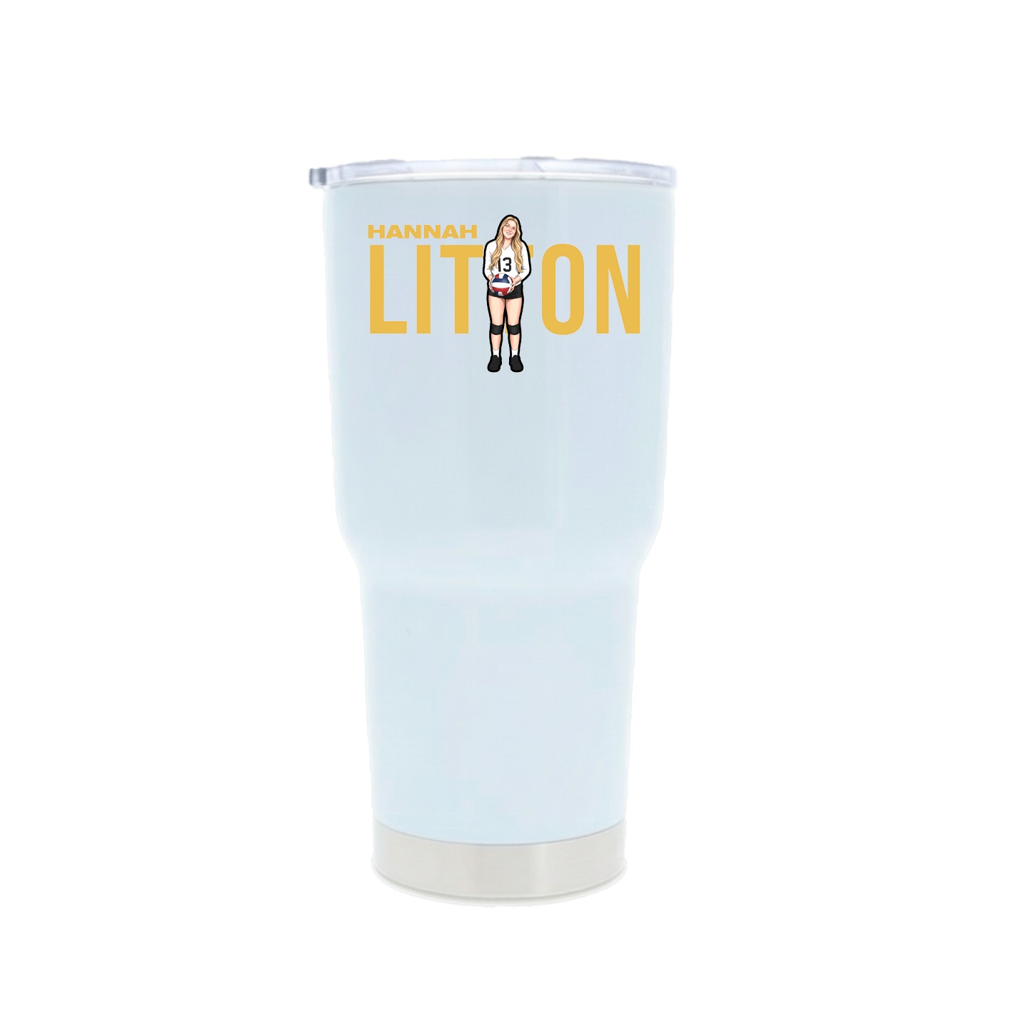 30oz Stainless Steel Tumbler — Player Name in White