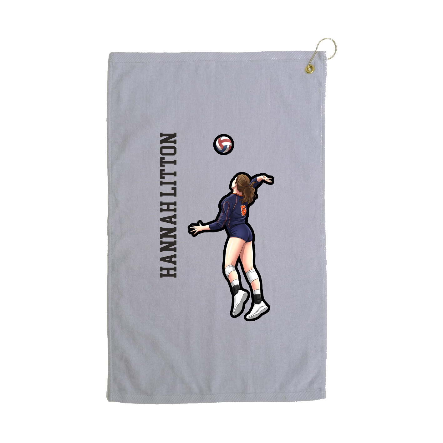 Golf Towel — Name Vertical in Grey