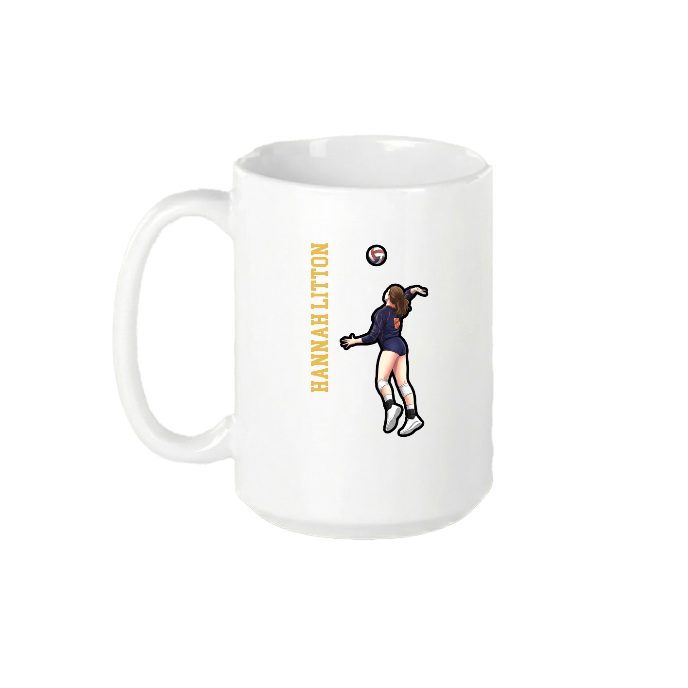 15oz Coffee Mug — Name Vertical in White