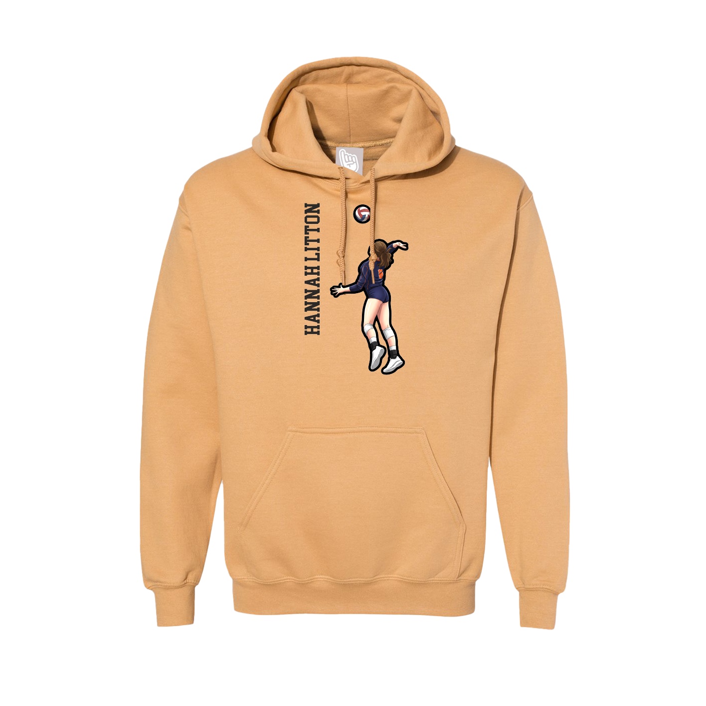 Hoodie — Name Vertical in Vegas Gold