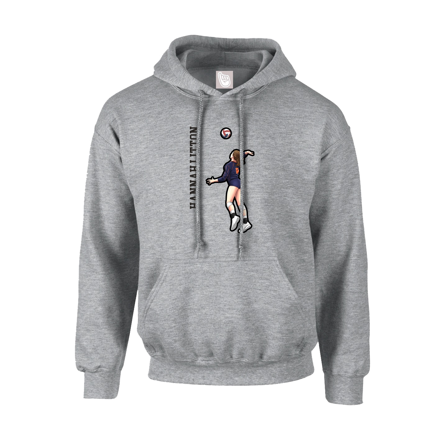 Youth Hoodie — Name Vertical in Grey