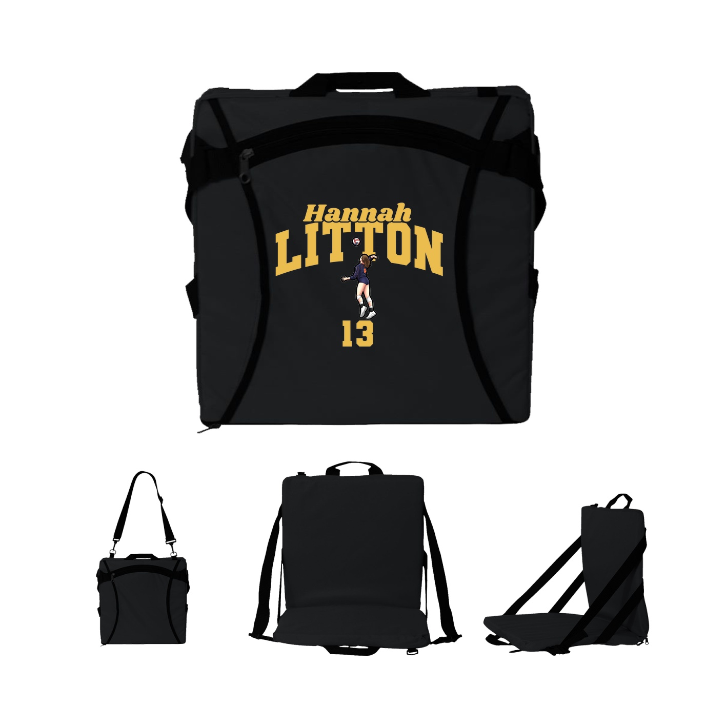 Folding Stadium Seat — Signature Arch in Black