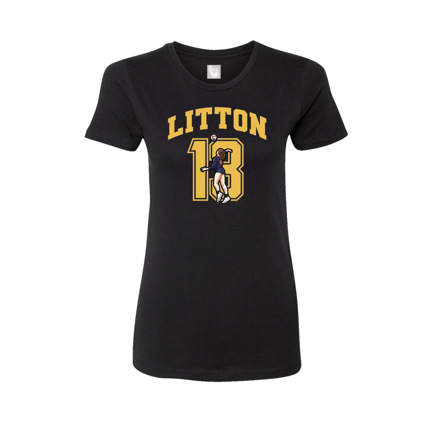 Fitted Women's Tee — Number in Black