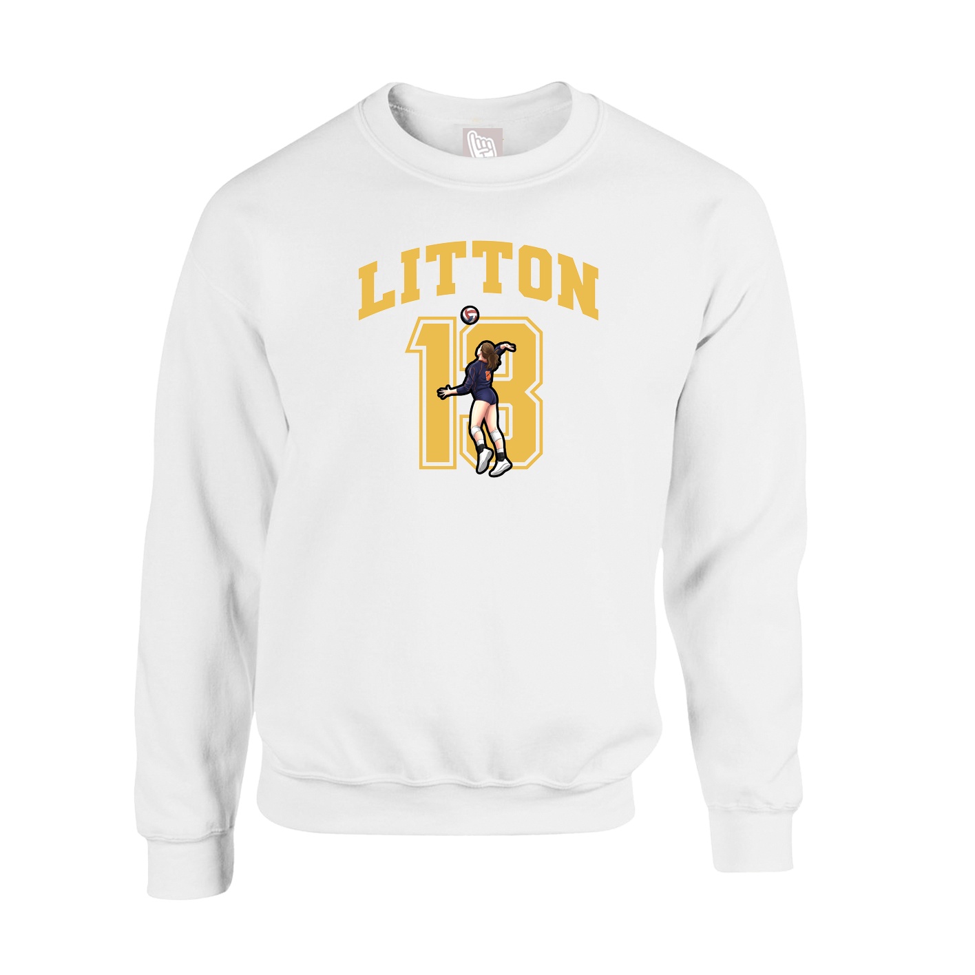 Fleece Crew — Number in White
