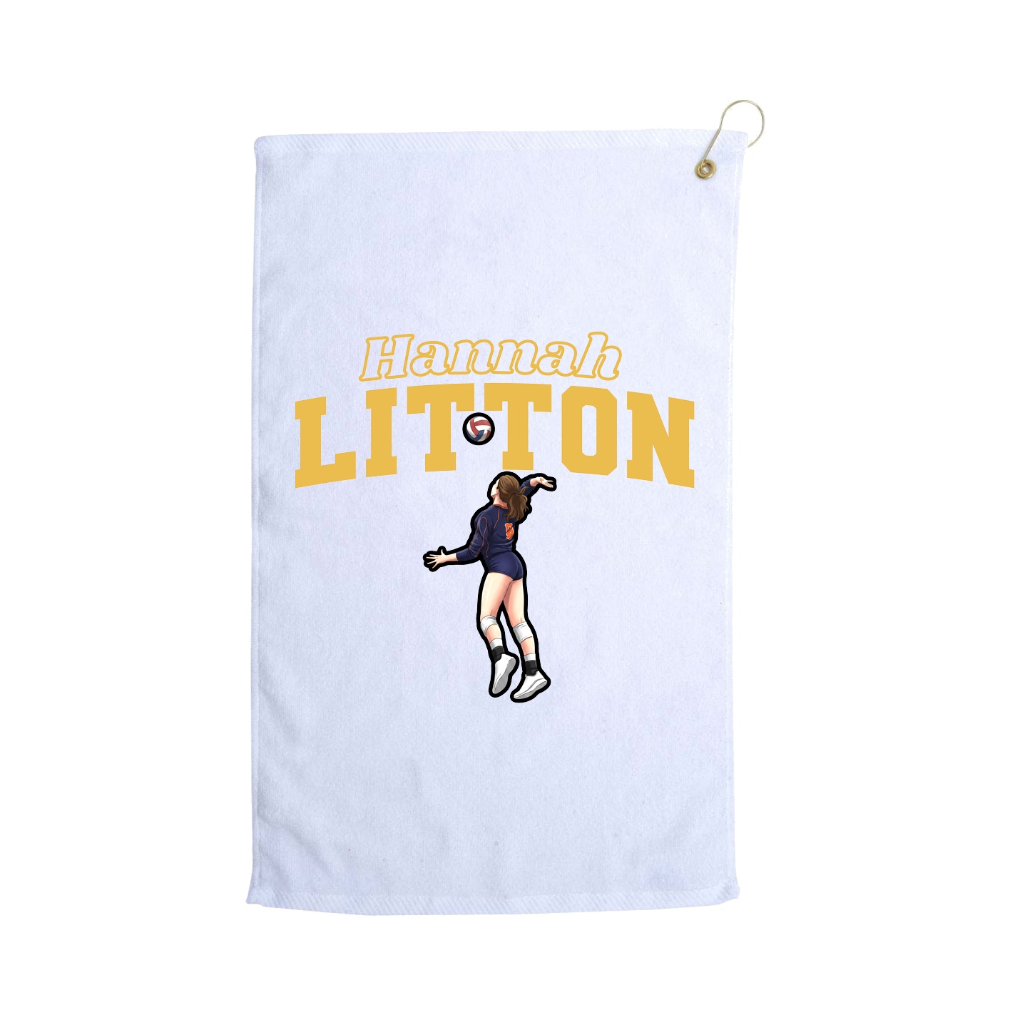 Golf Towel — Name Arch in White