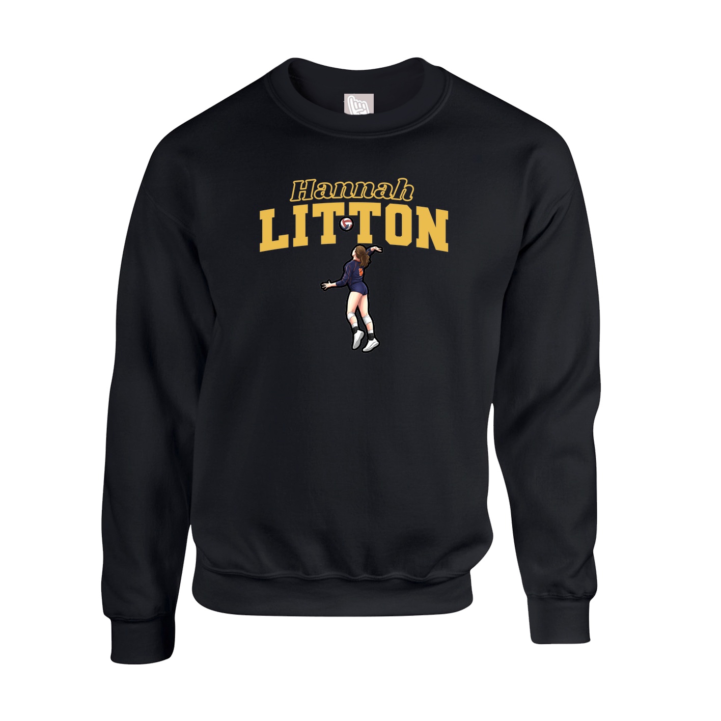Fleece Crew — Name Arch in Black