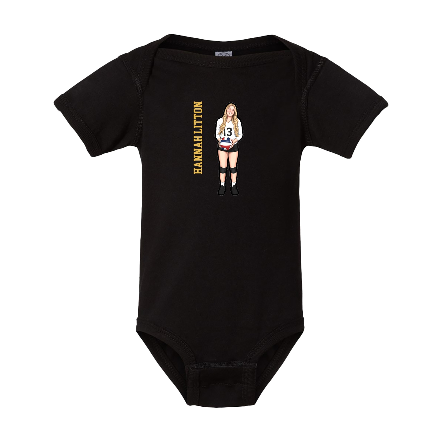 Baby Onesie — Name Vertical in Black