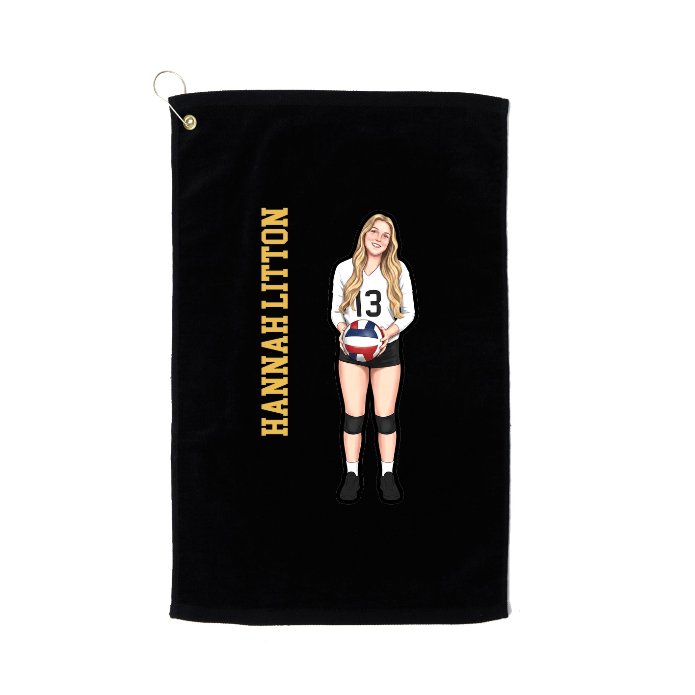 Golf Towel — Name Vertical in Black