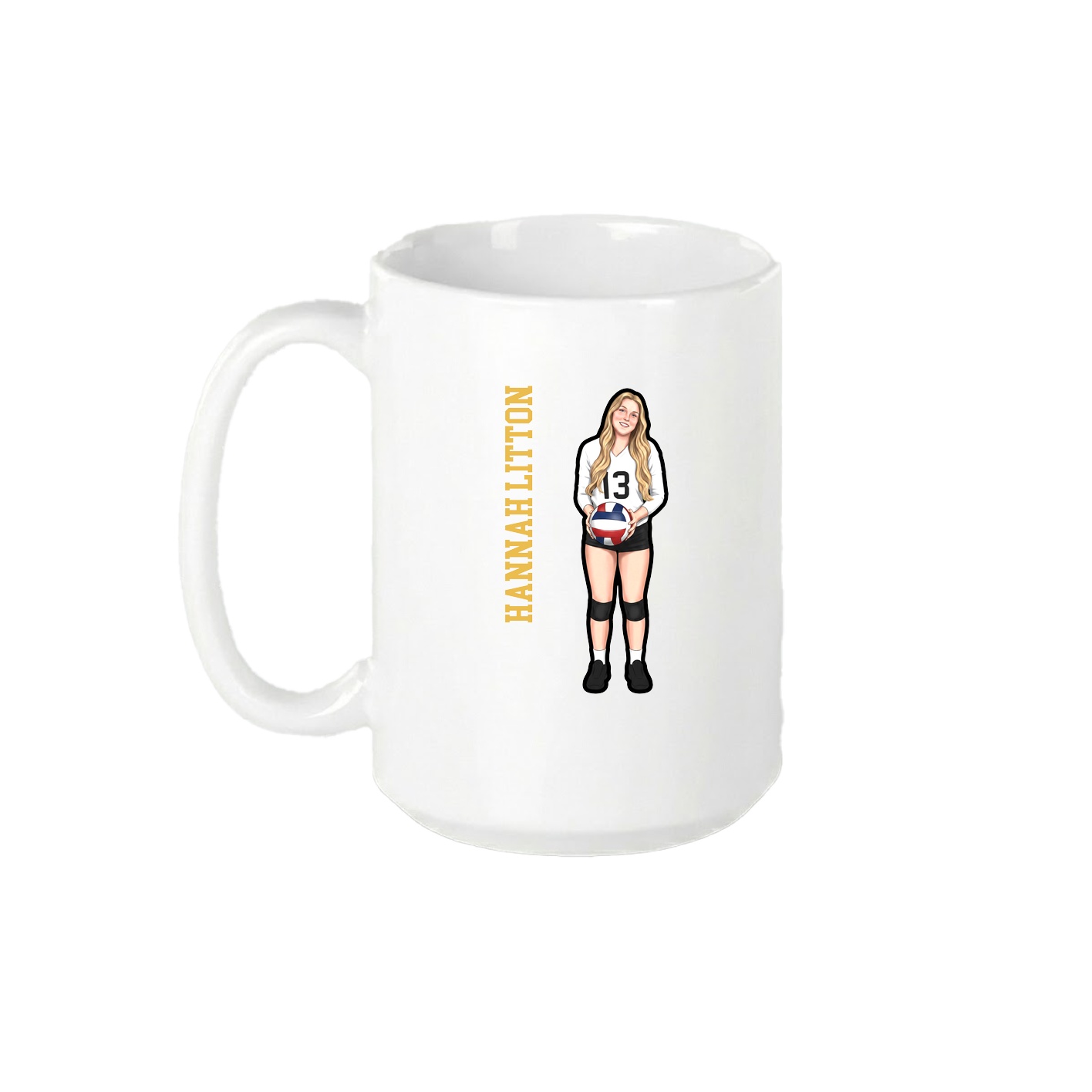 15oz Coffee Mug — Name Vertical in White