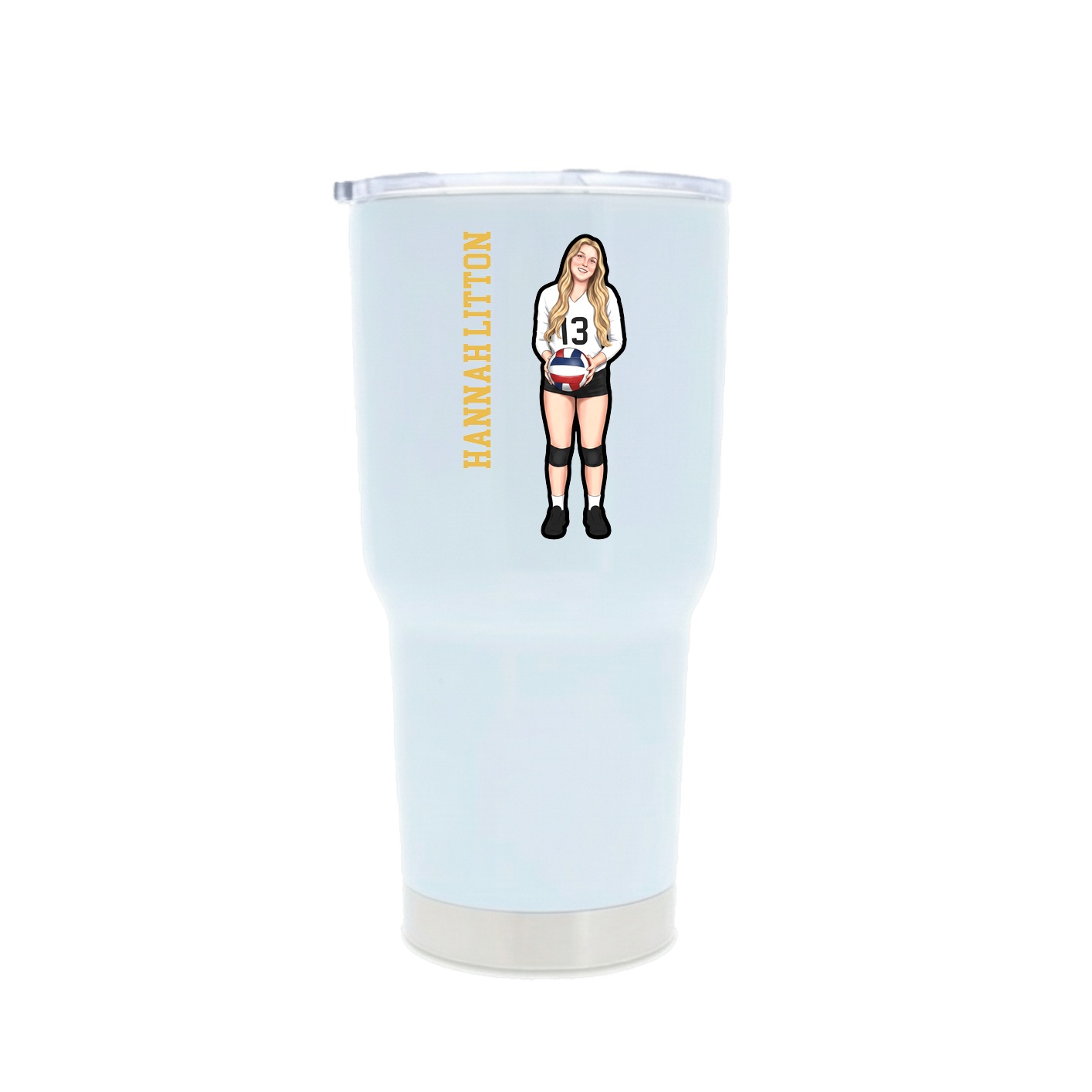 30oz Stainless Steel Tumbler — Name Vertical in White