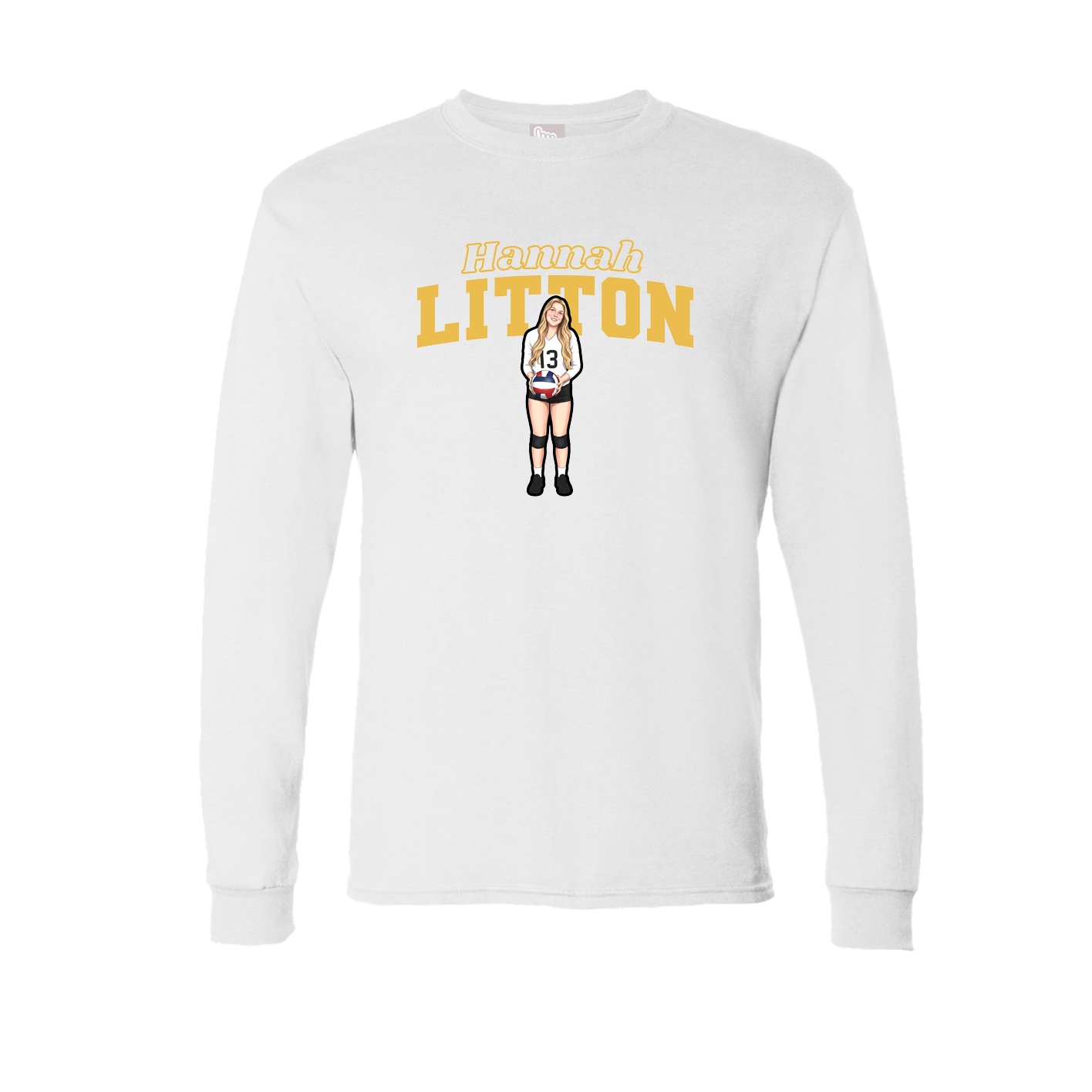 Long Sleeve Tee — Name Arch in White