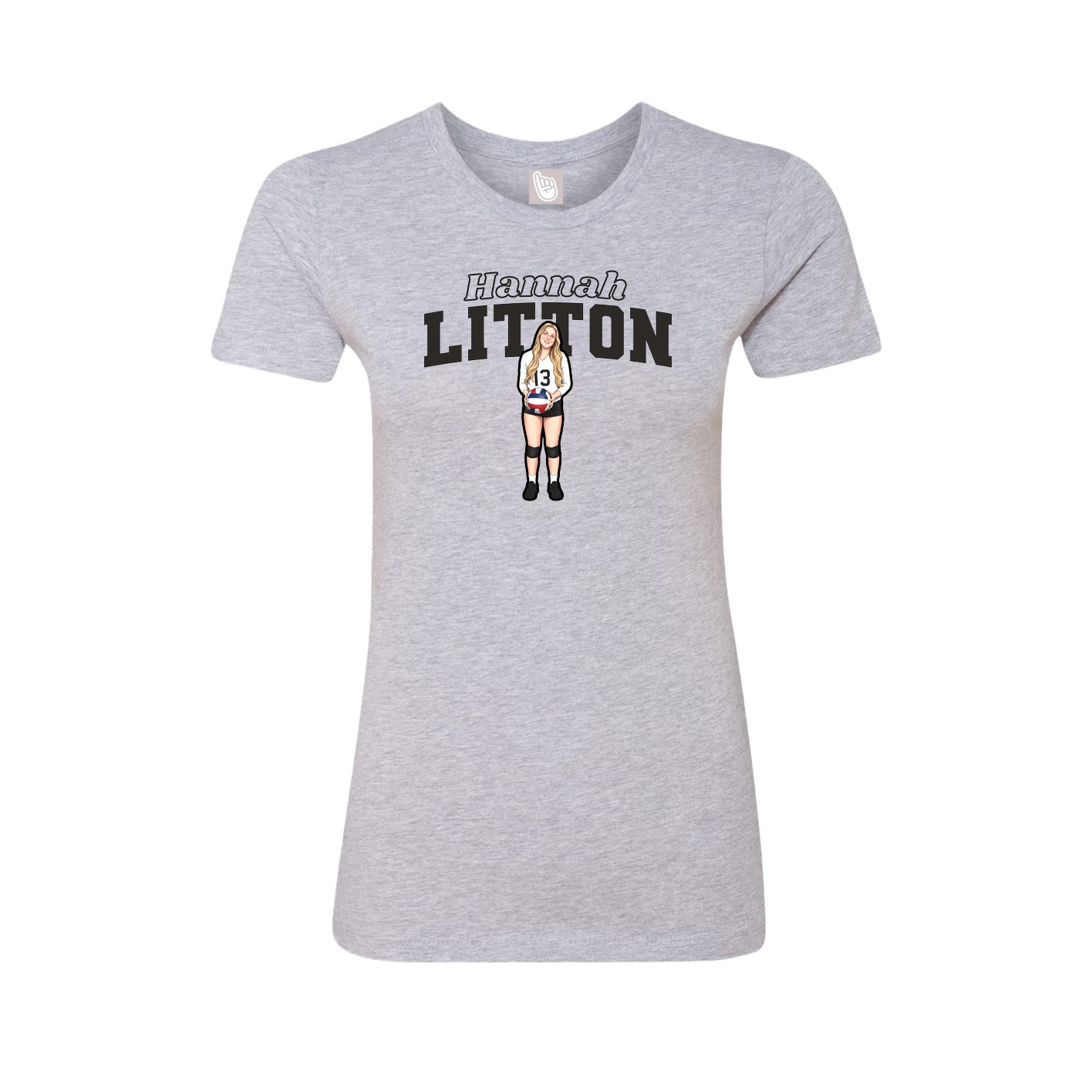 Fitted Women's Tee — Name Arch in Grey