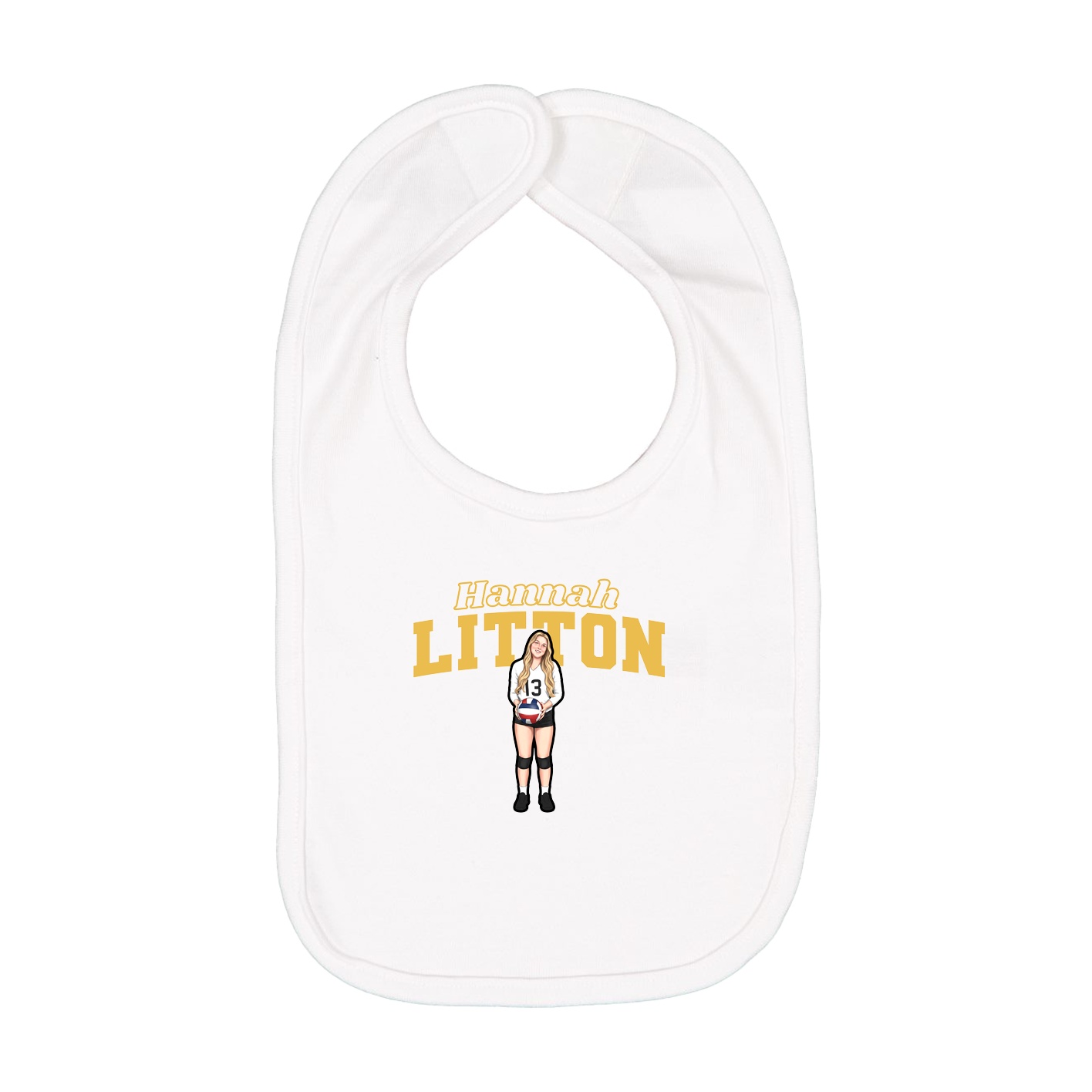Infant Bib — Name Arch in White