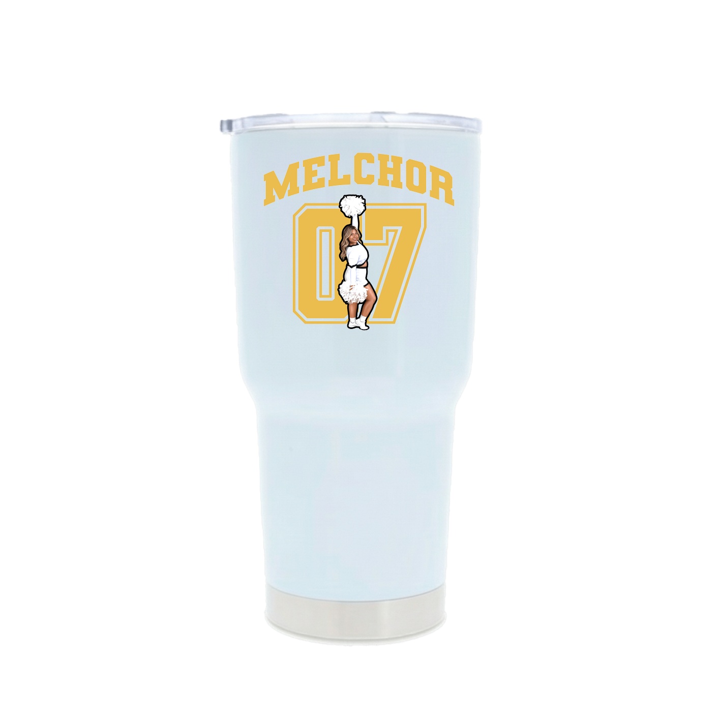 30oz Stainless Steel Tumbler — Number in White