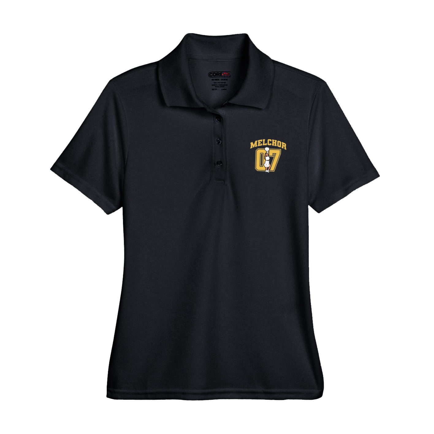 Womens Performance Polo — Number in Black