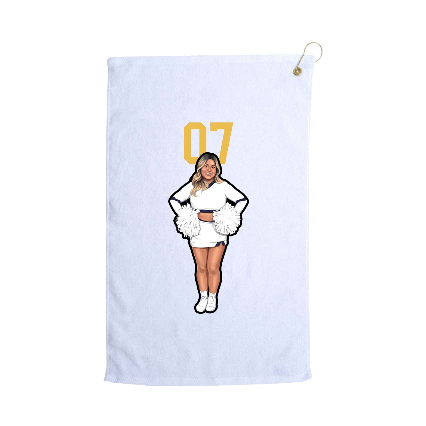 Golf Towel — Number Top in White