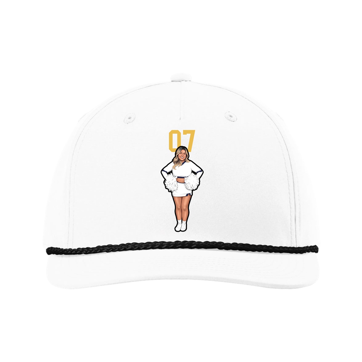Five-Panel Classic Rope Cap — Number Top in White