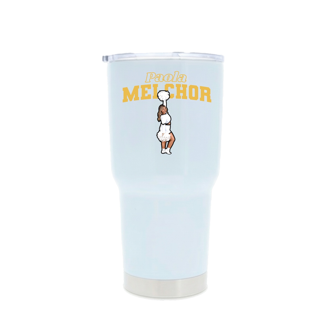30oz Stainless Steel Tumbler — Name Arch in White