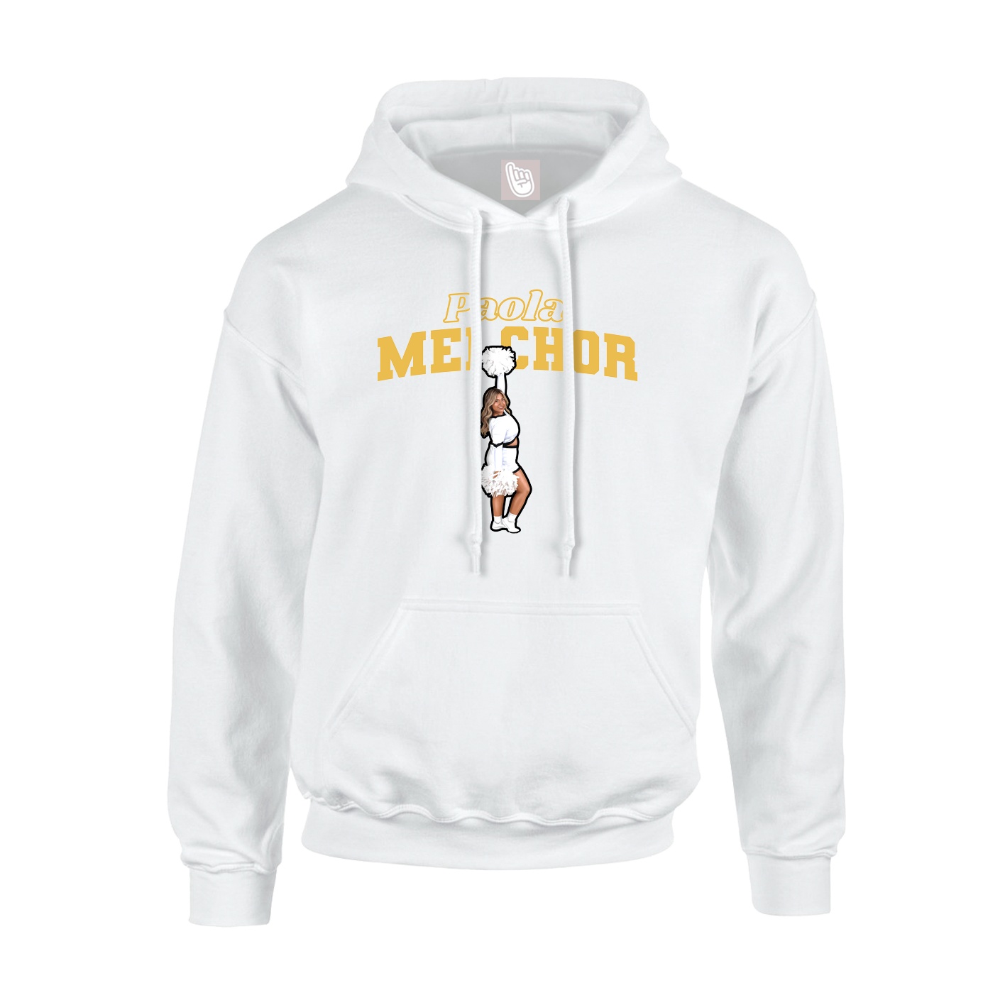 Youth Hoodie — Name Arch in White