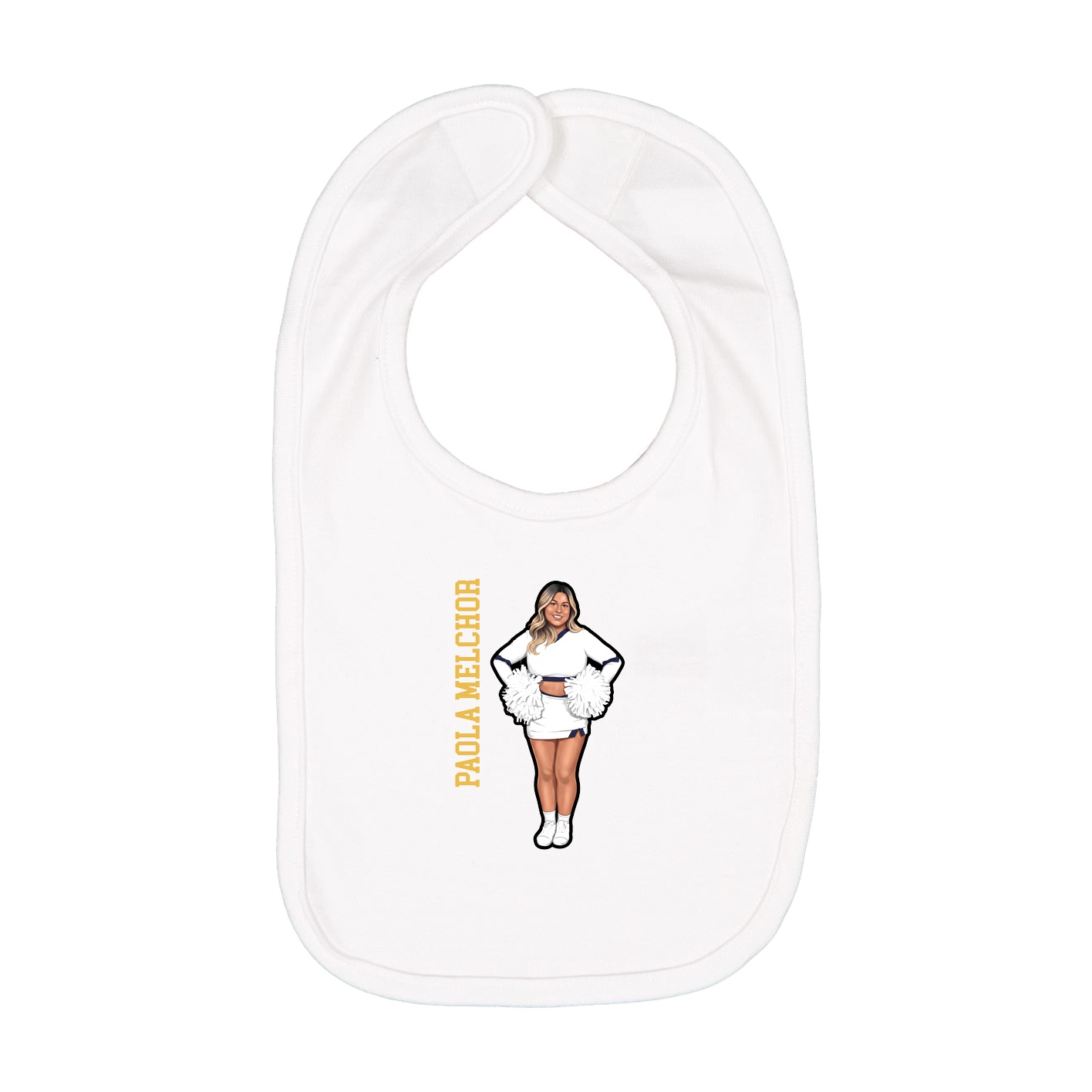 Infant Bib — Name Vertical in White