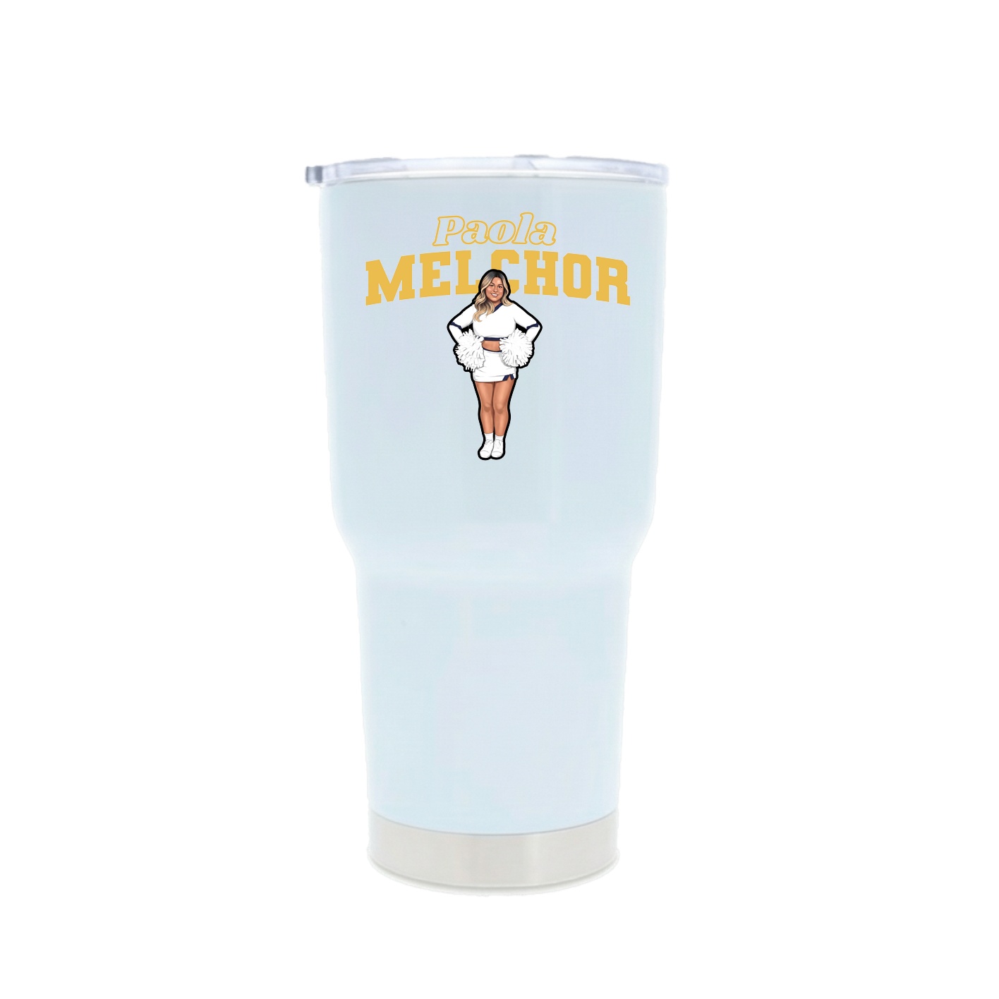 30oz Stainless Steel Tumbler — Name Arch in White
