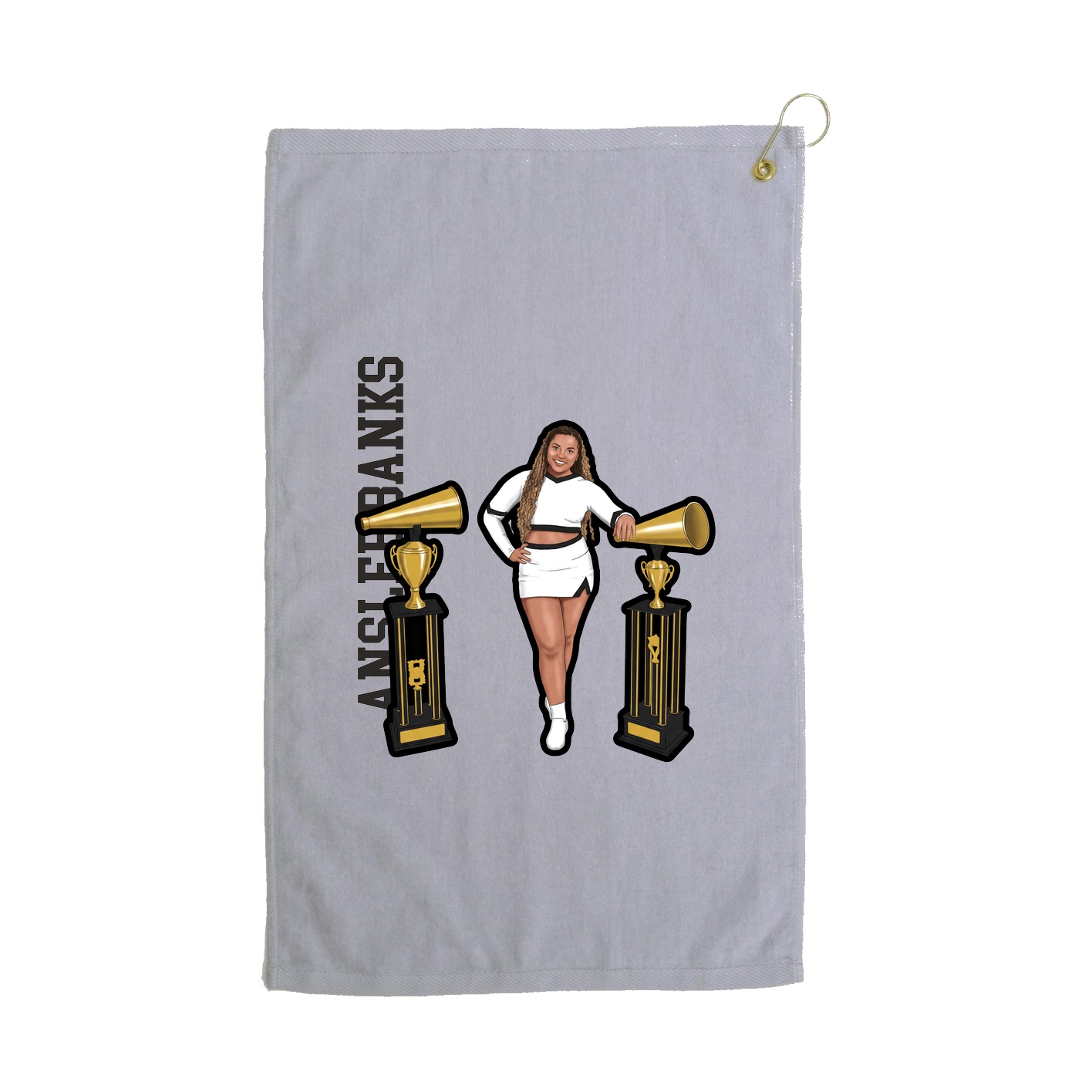 Golf Towel — Name Vertical in Grey
