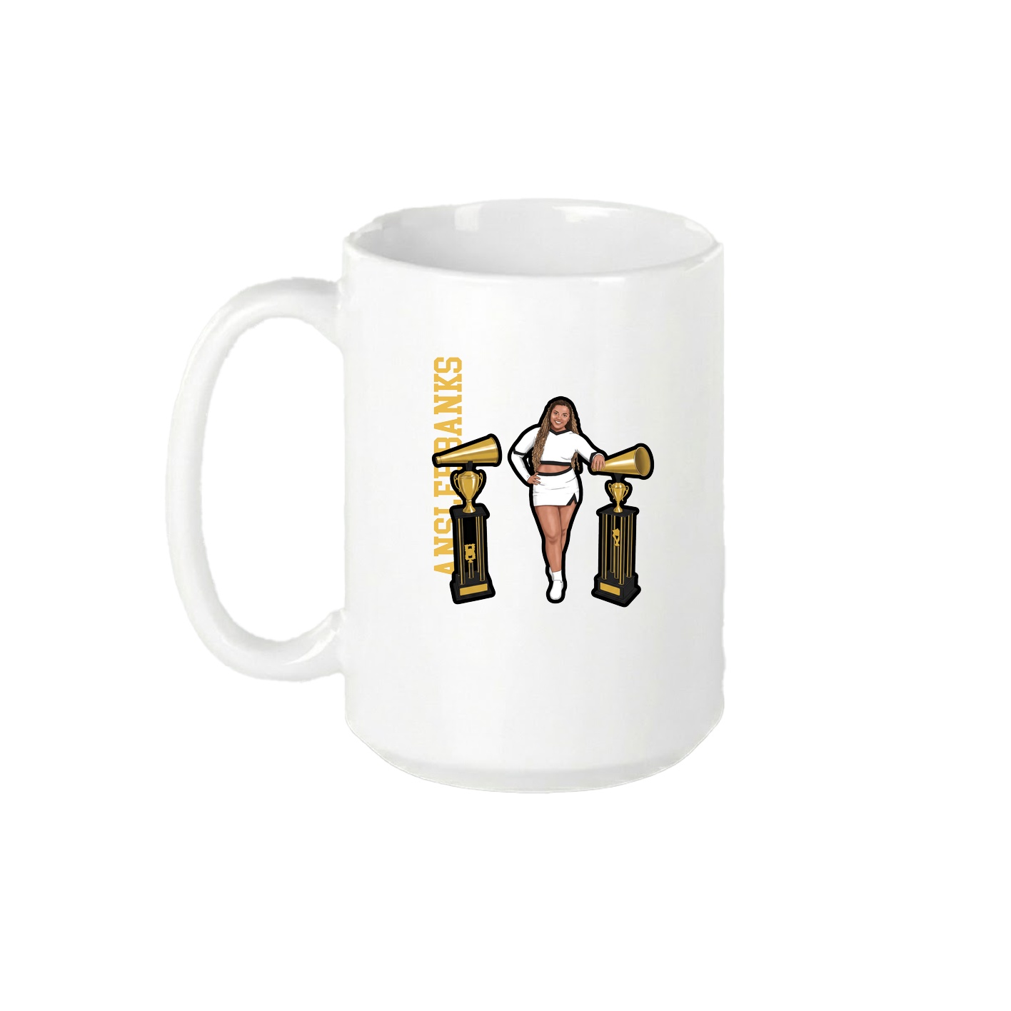 15oz Coffee Mug — Name Vertical in White